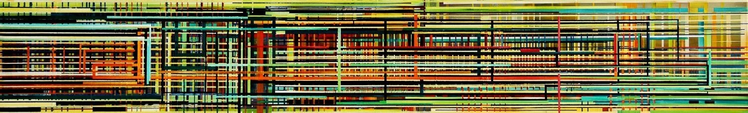  Šviesos mikroschemos  30 x 195 cm   Drobė, akrilas. 2020