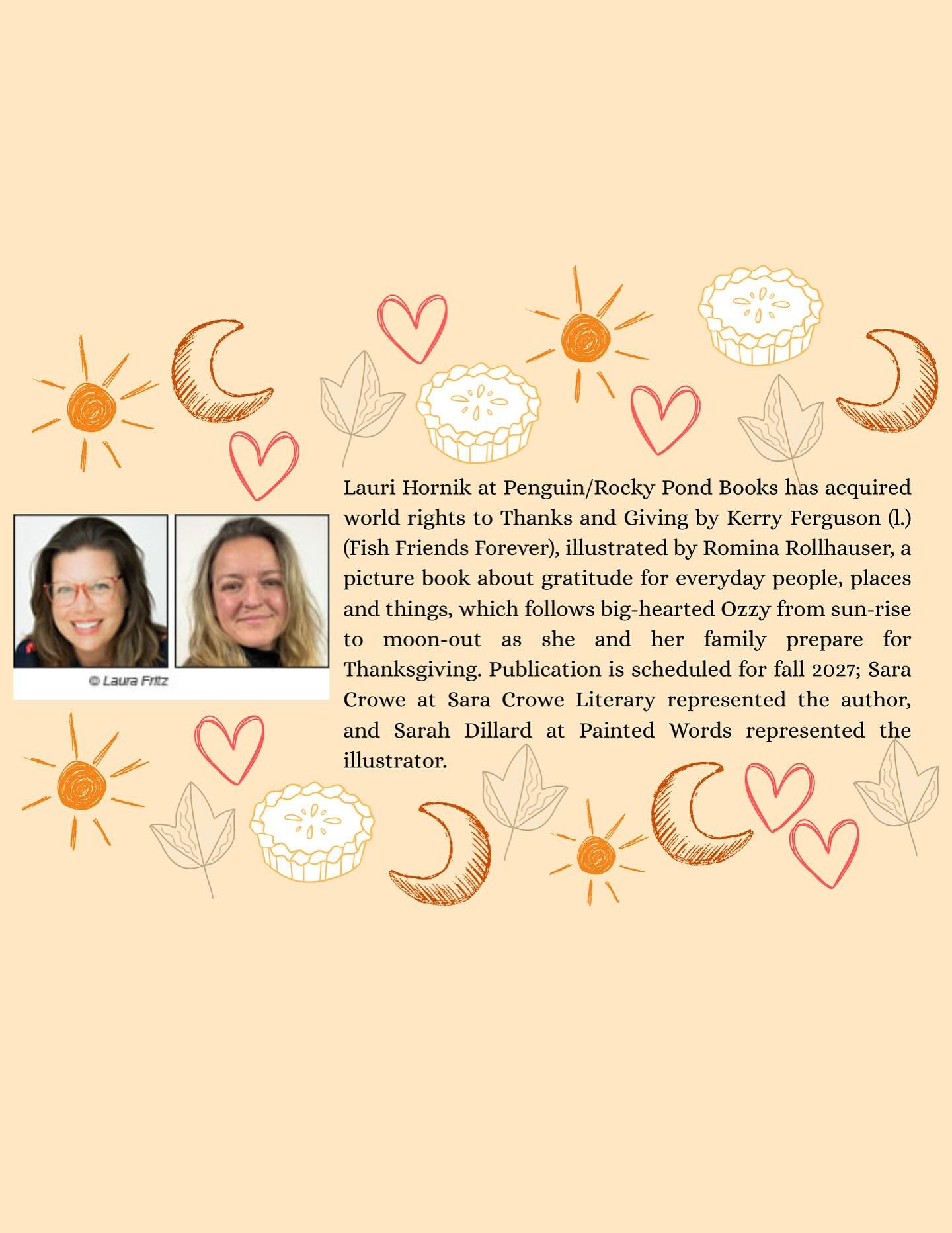 Grateful to be sharing this new book news! Counting down the days (and years!🤣) until this story of small gifts and big thanks is out in the beautiful world that inspired it. Congrats to the whole team🧡 @rominarollhauser @saracrowelit @rockypondboo