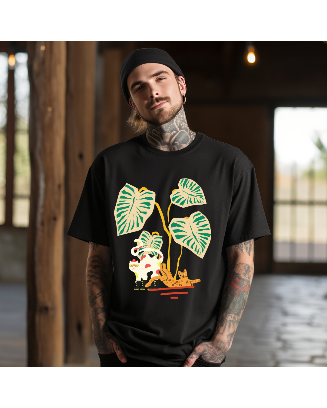 Monstera Cats Art Shirt