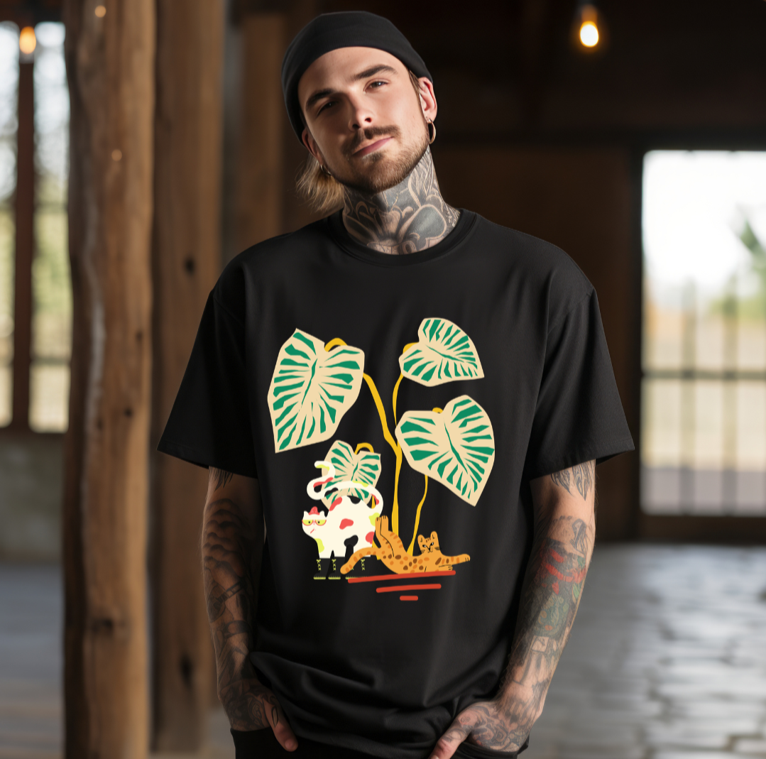 Monstera Cats Art Shirt