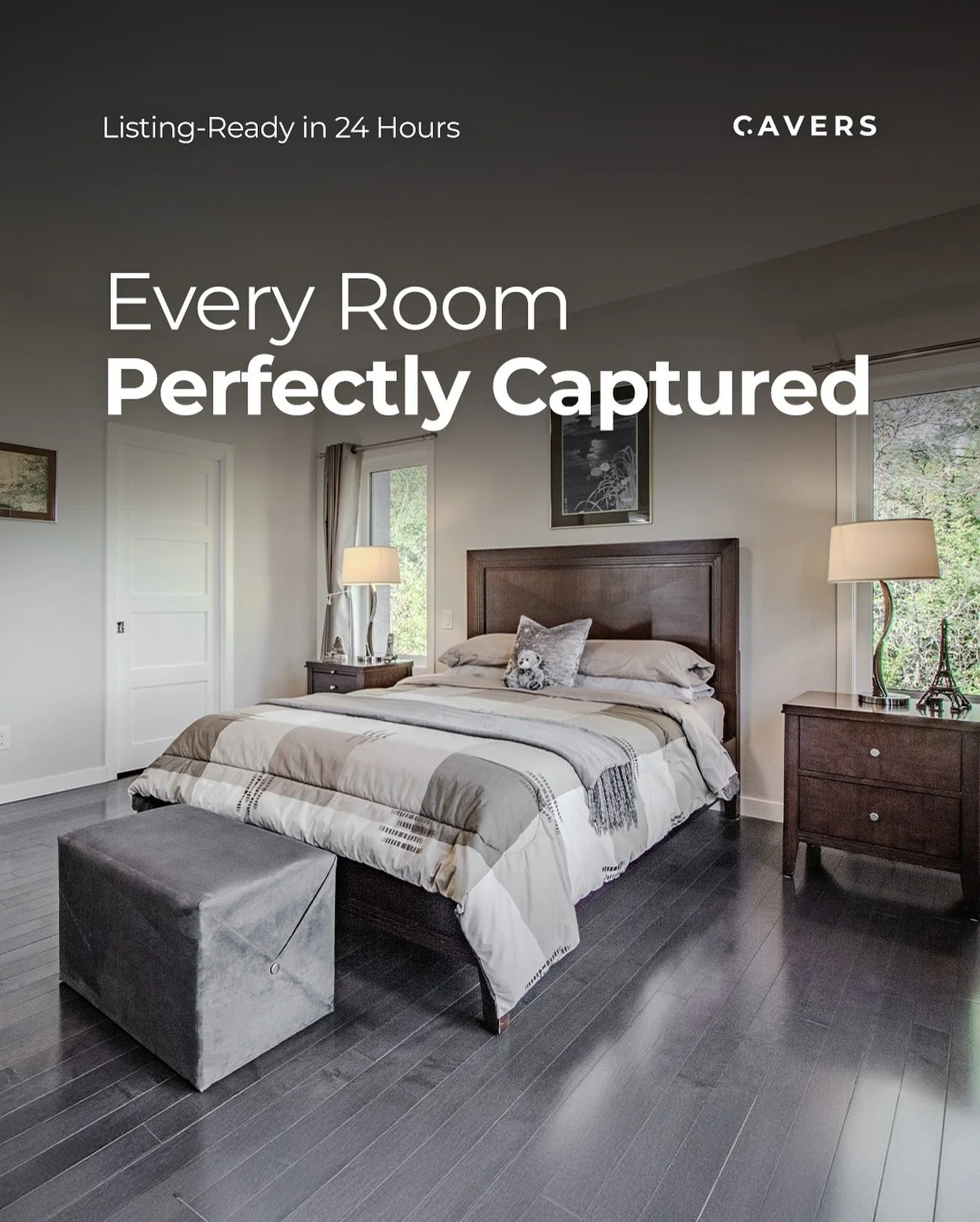 From bright bedrooms to stunning exteriors &mdash; every space deserves to shine. At Cavers Design, we deliver professional real estate photography and drone imagery with a 24-hour turnaround, helping agents market listings faster and stand out onlin