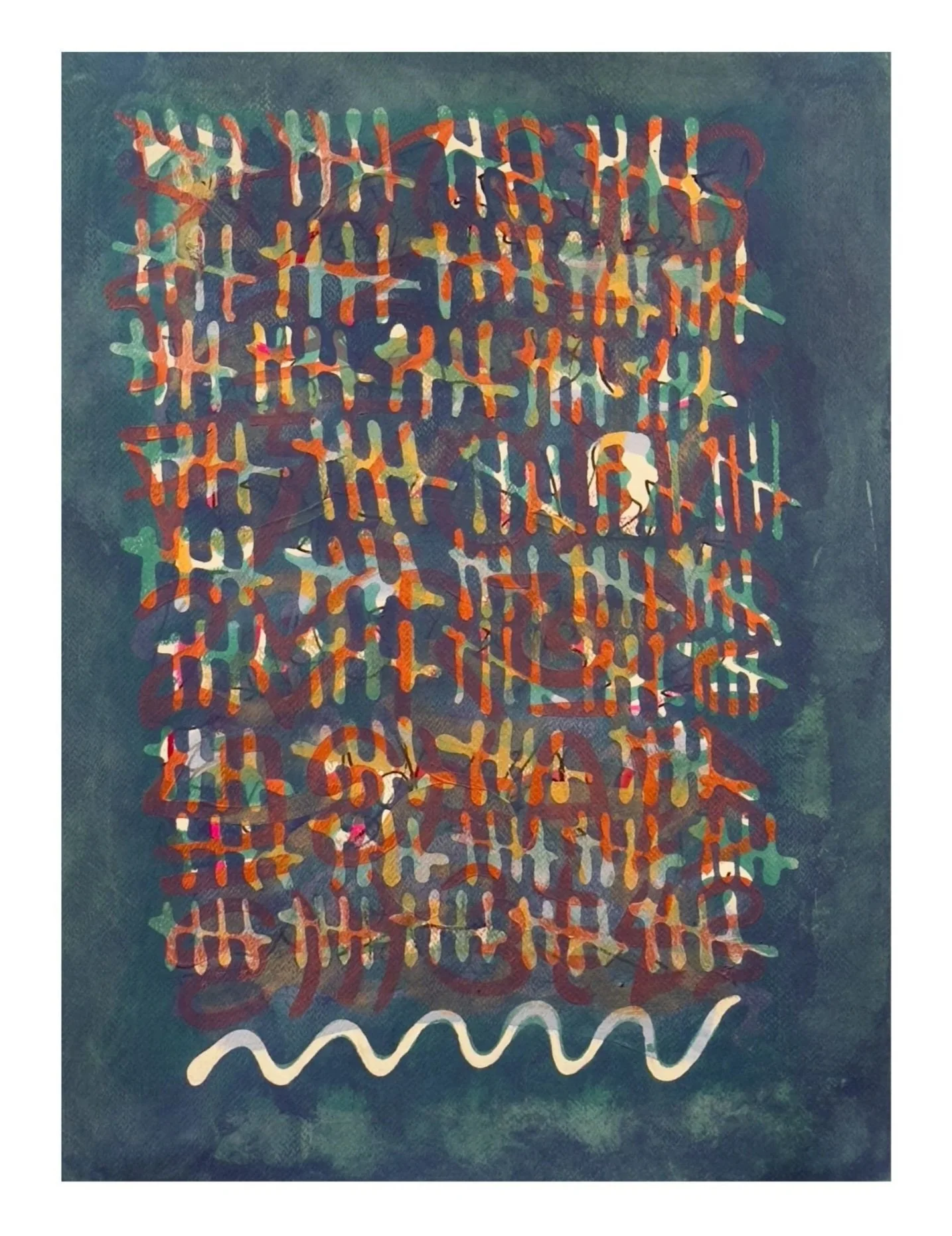 Nansi Lent, Keeping Track, 2025, acrylic and mica on watercolor paper, 24 x 18 inches