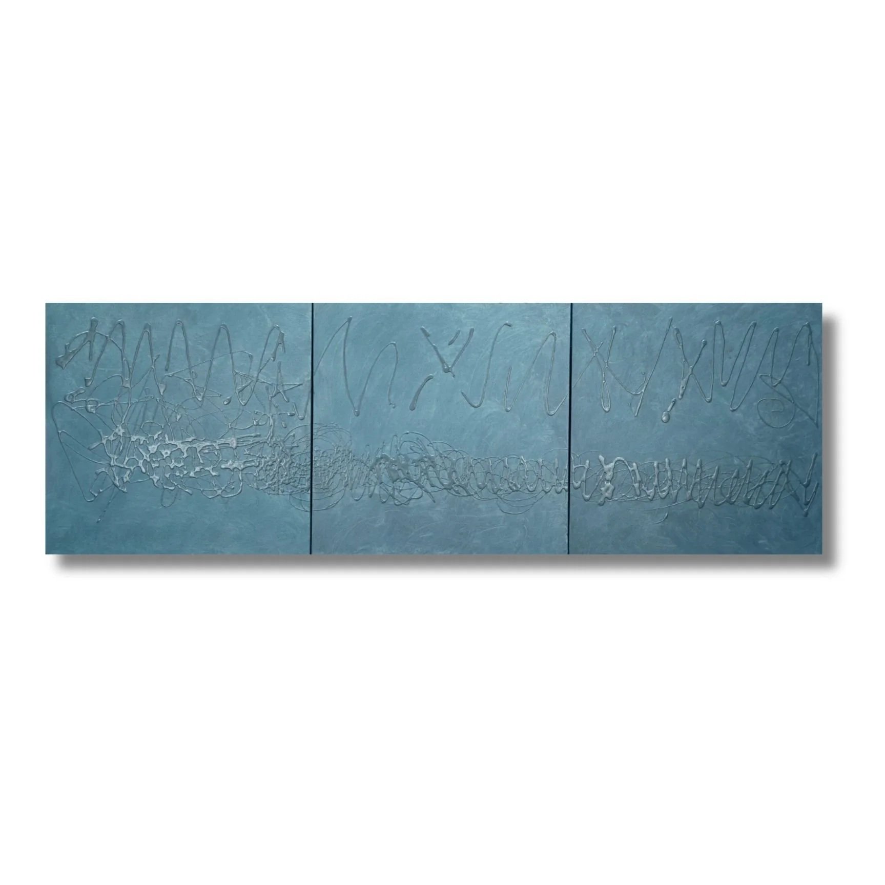 Nansi Lent, Breathe, 2025, (triptych) mica, latex and acrylic on canvas, 24 x 72 inches