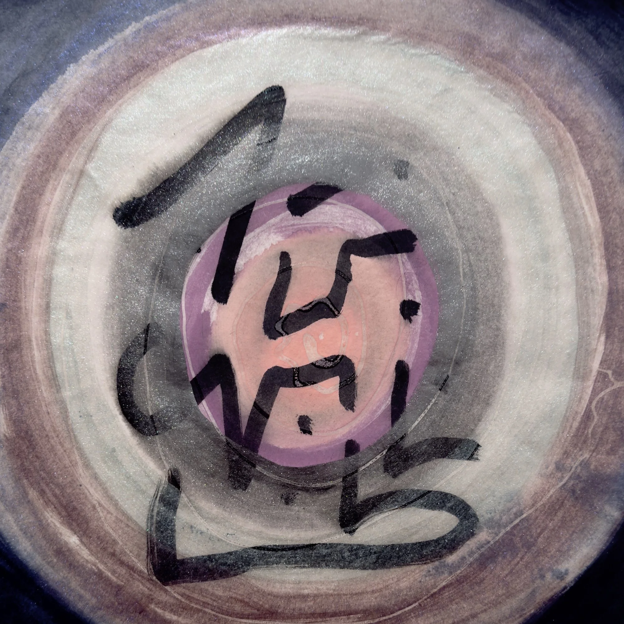 Nansi Lent, Sigil 3, 2026, glue and mixed media on teapaper,  16 x 16 inches