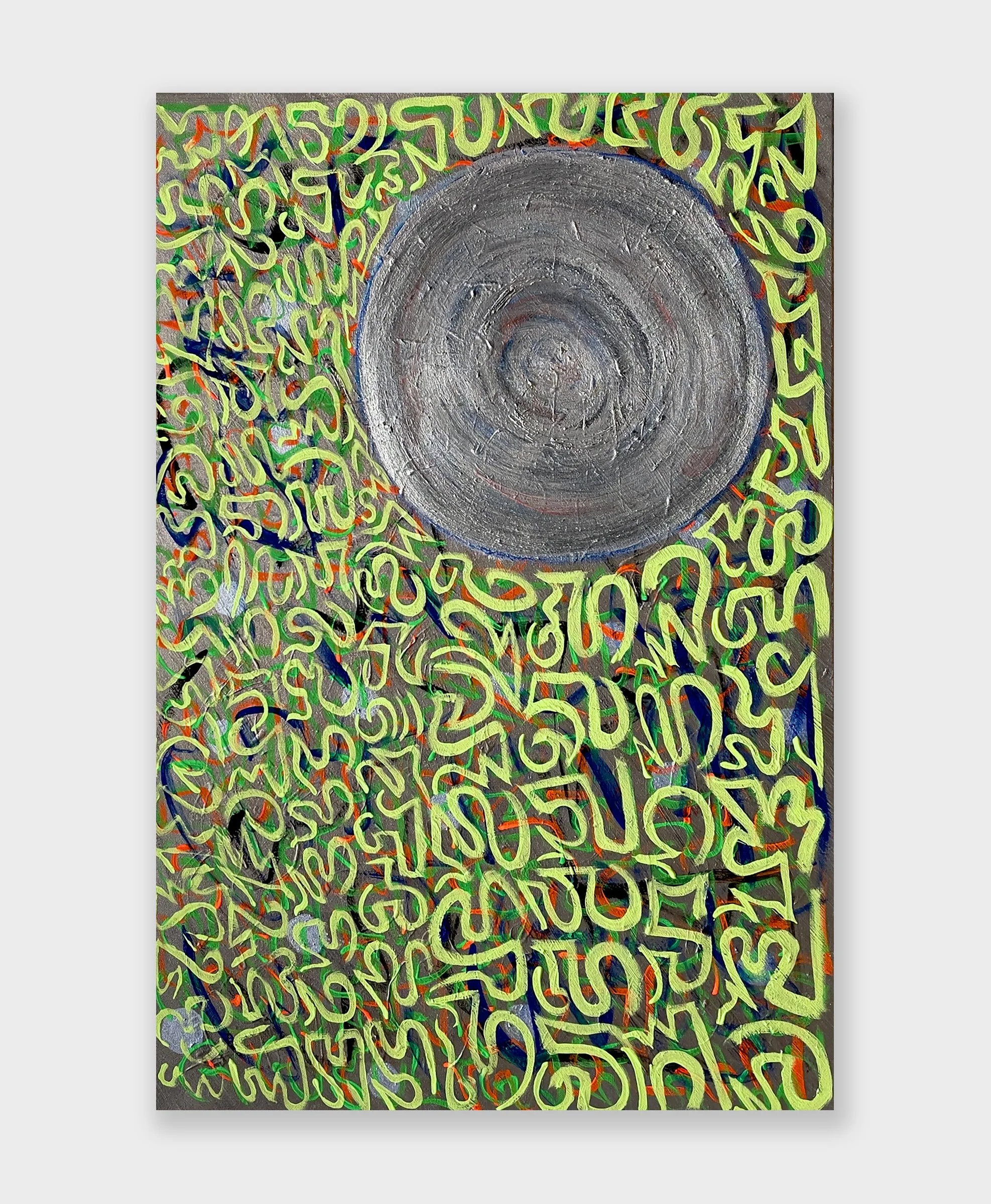 Prophesy, acrylic, flashe & mica, 36 x 34 in, 2023