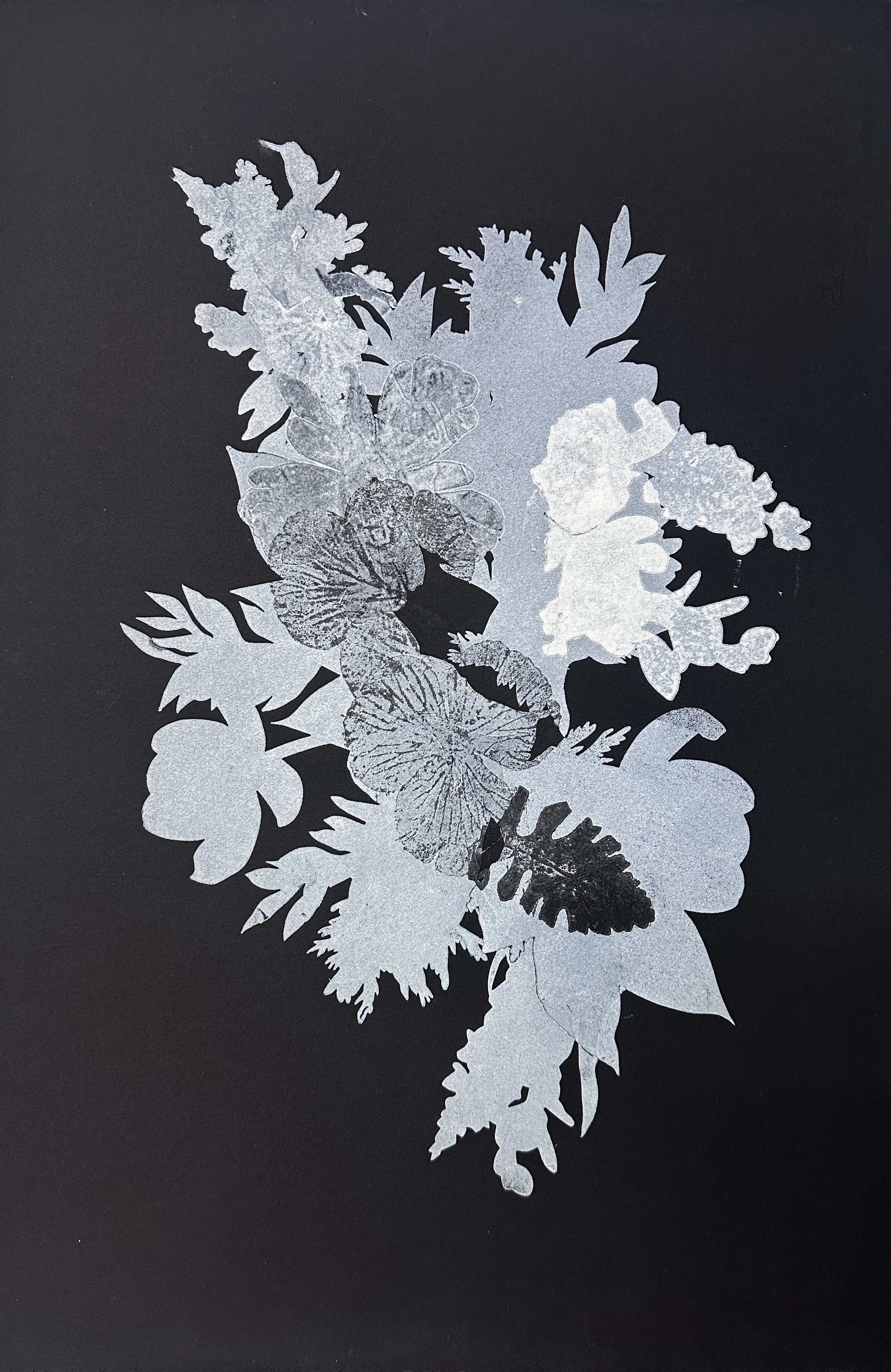 Night Bouquet #7, 2026, Monotype with Akua ink , 22 x 15.5 in