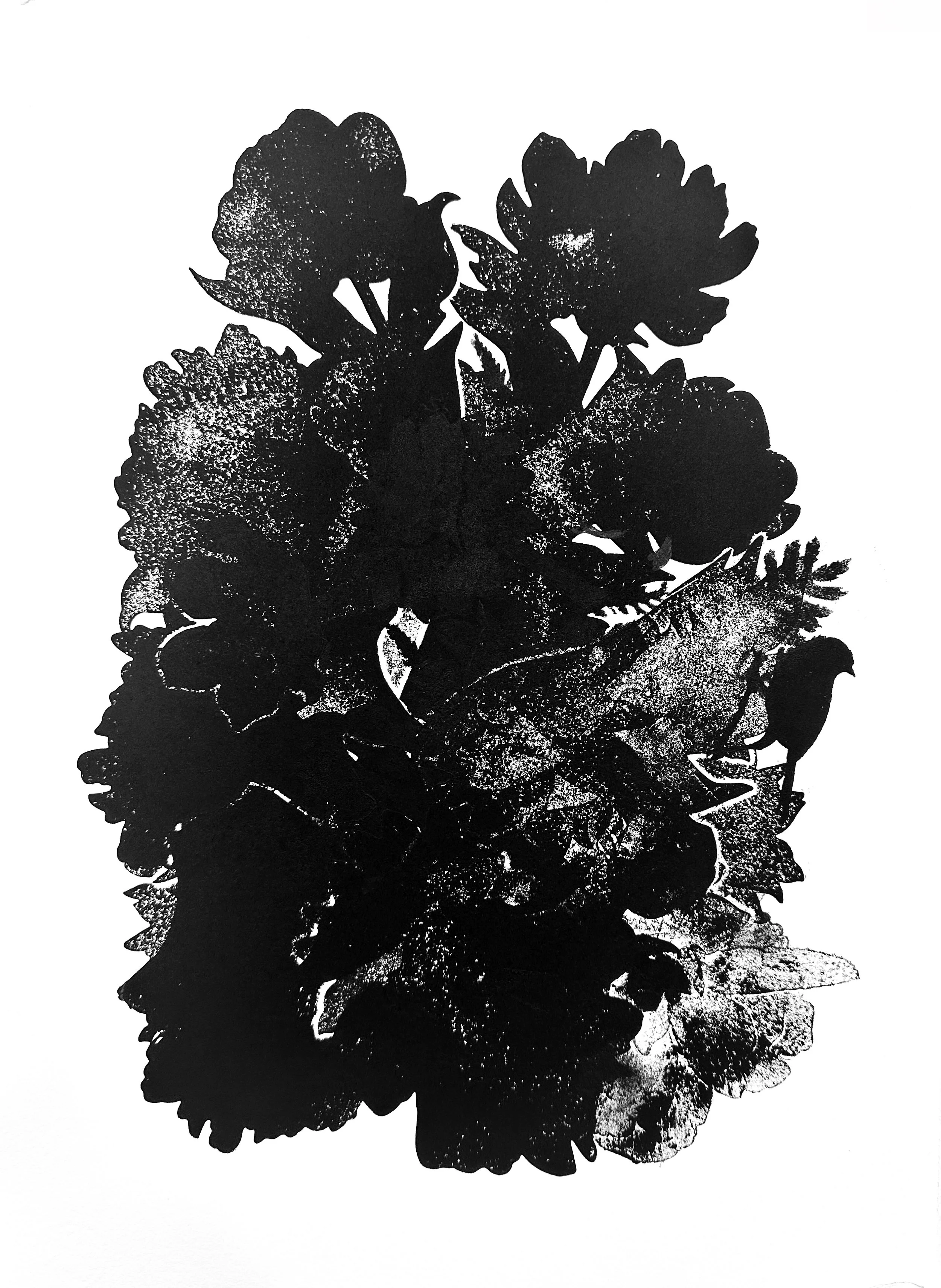 Day Bouquet #1, 2026, Monotype with Akua ink, 22 x 15.5 in