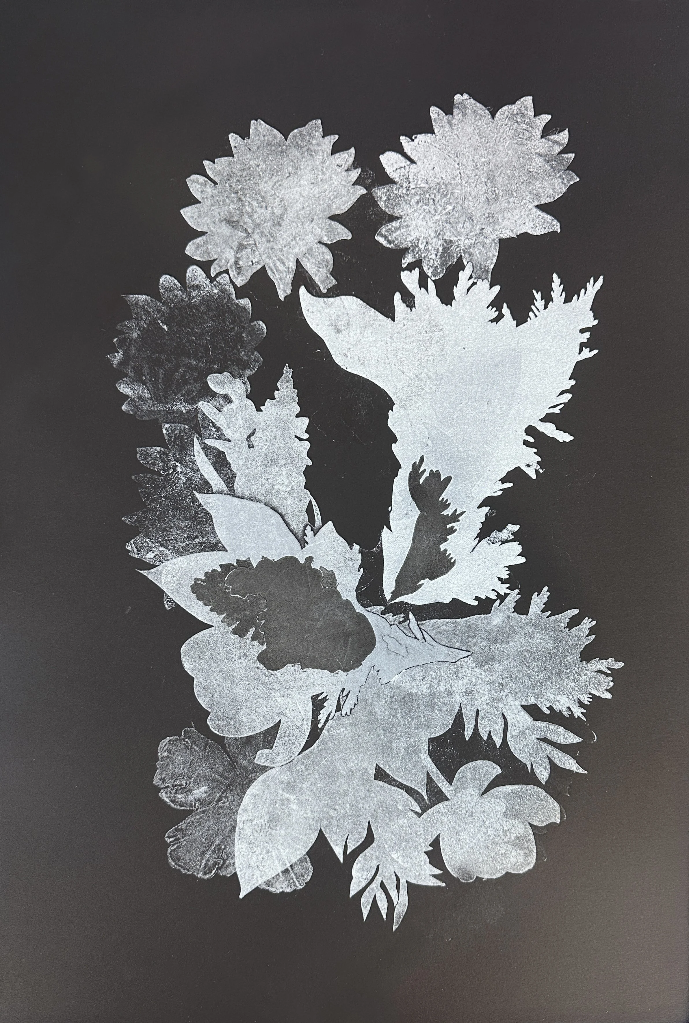 Night Bouquet #1, 2026, Monotype with Akua ink , 22 x 15.5 in