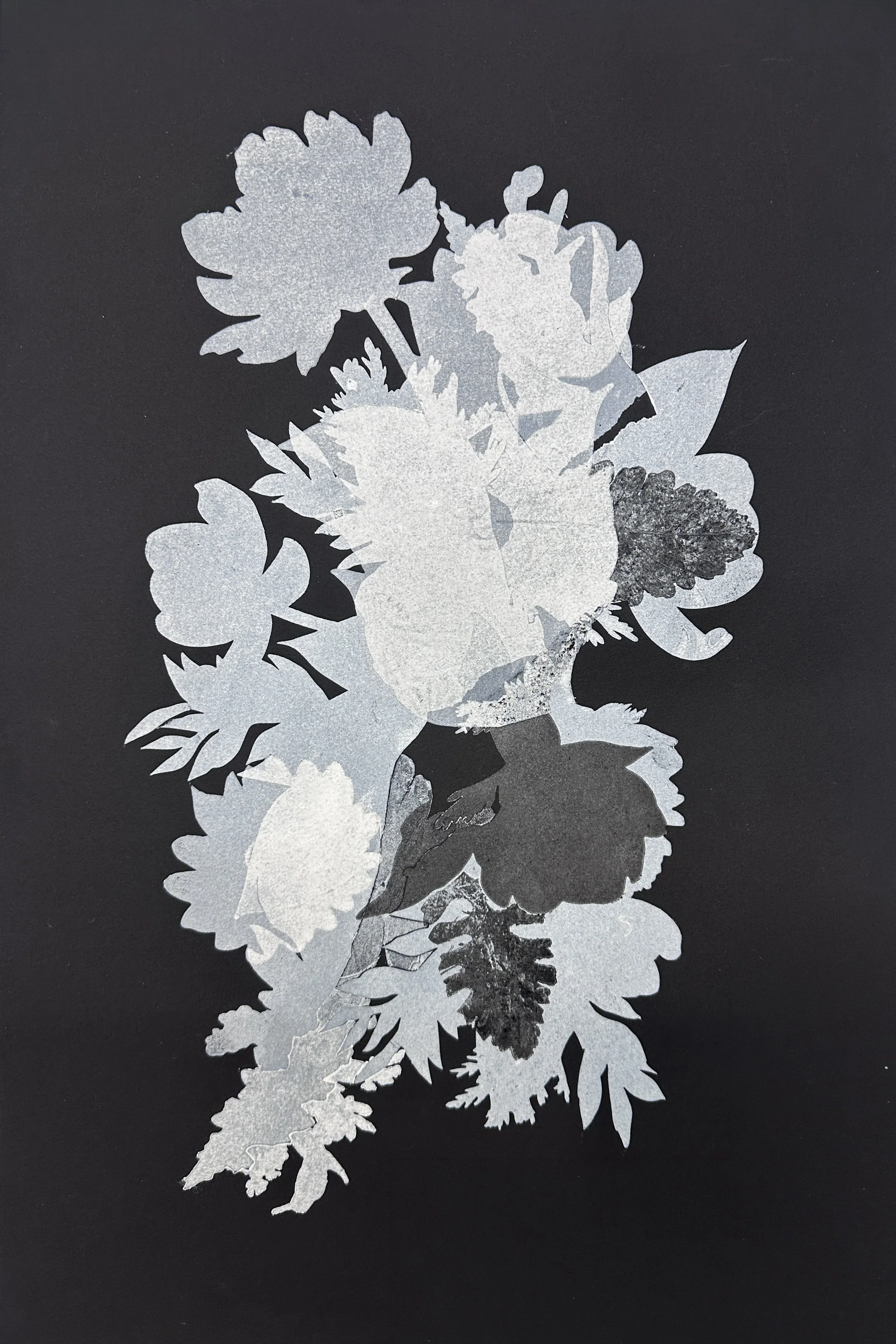 Night Bouquet #4, 2026, Monotype with Akua ink , 22 x 15.5 in