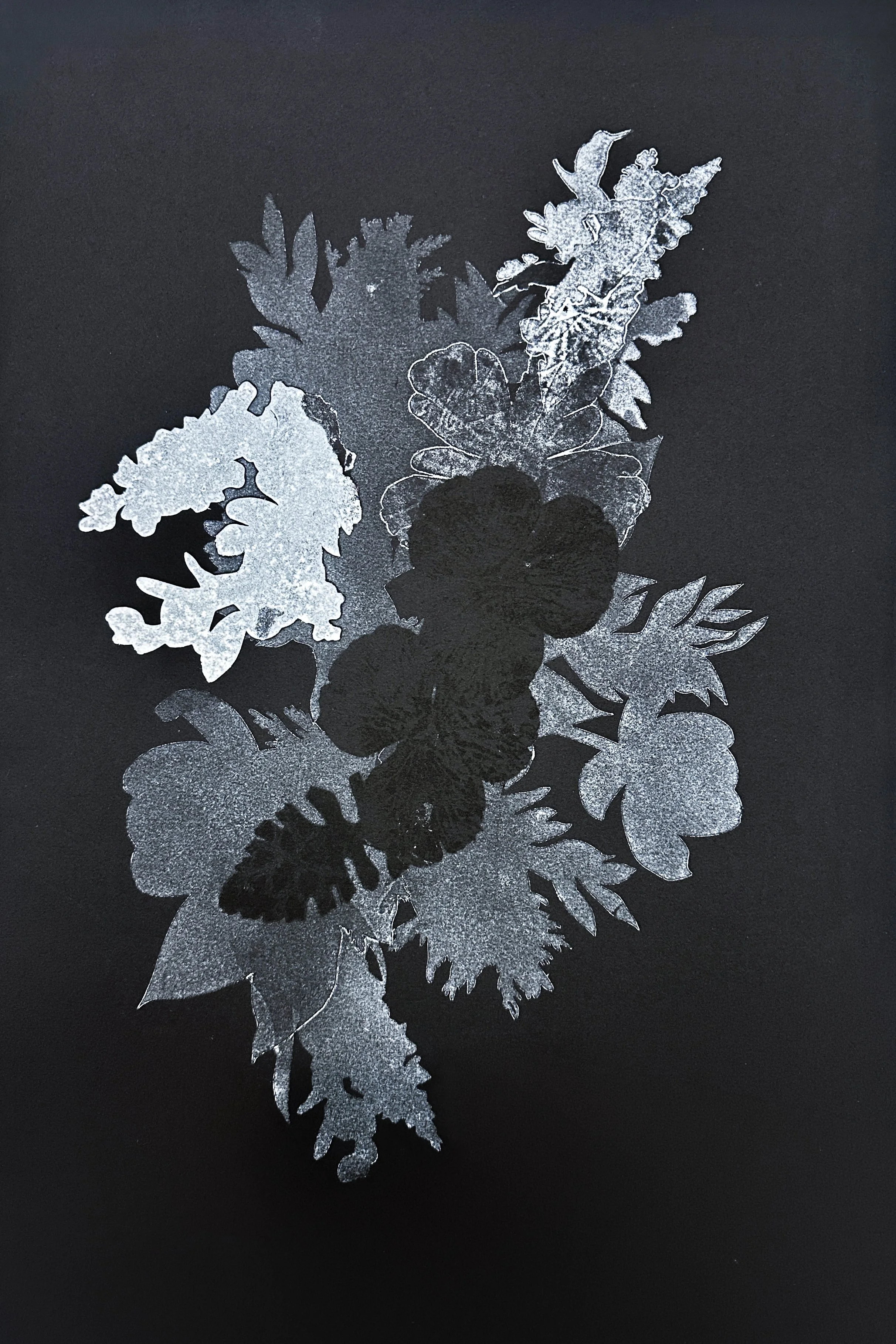 Night Bouquet #3, 2026, Monotype with Akua ink , 22 x 15.5 in