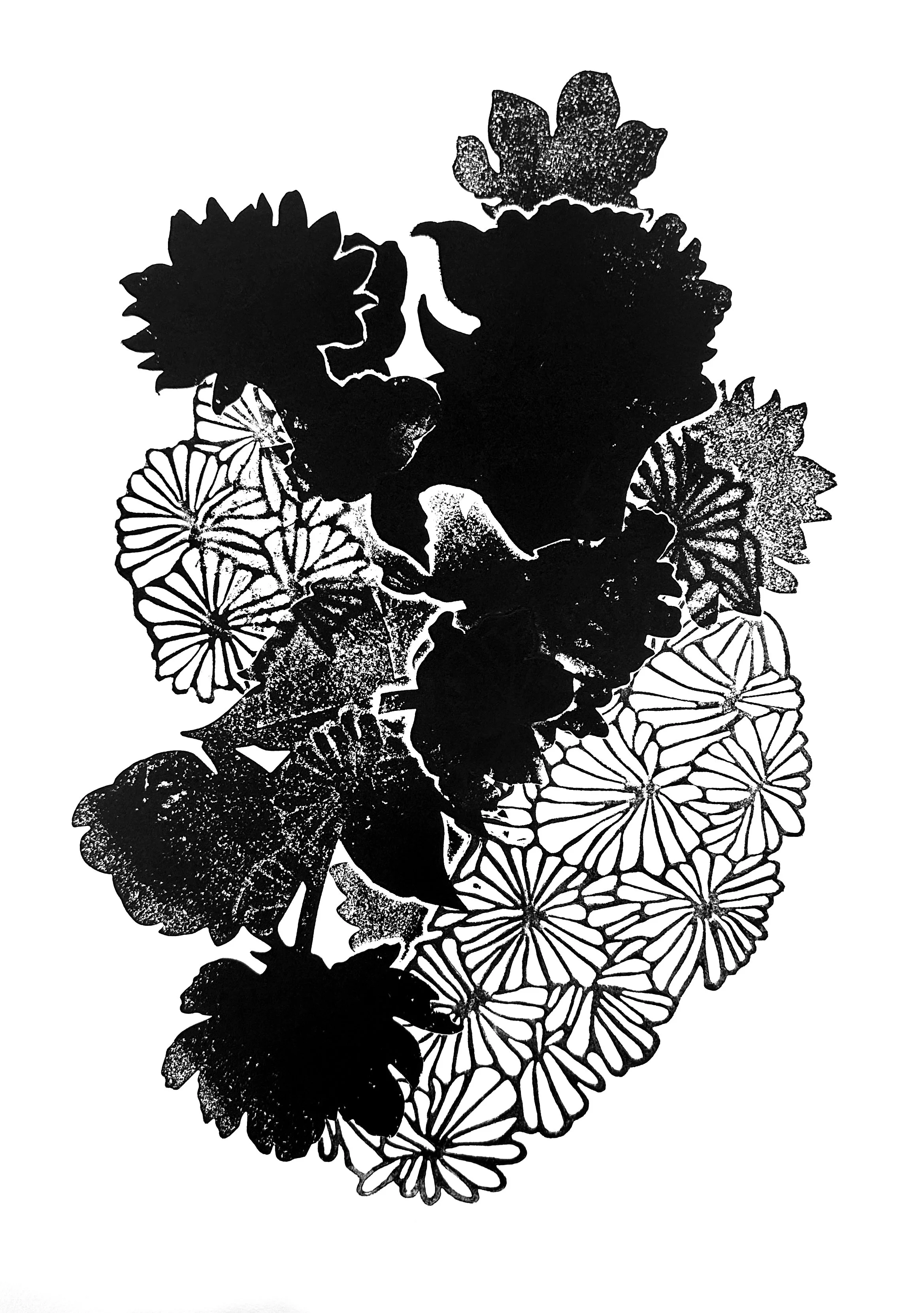 Day Bouquet #5, 2026, Monotype with Akua ink, 22 x 15.5 in