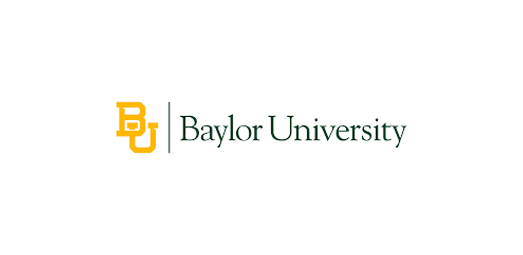 Baylor University logo with gold letters 'BU' and green text 'Baylor University' on a white background.