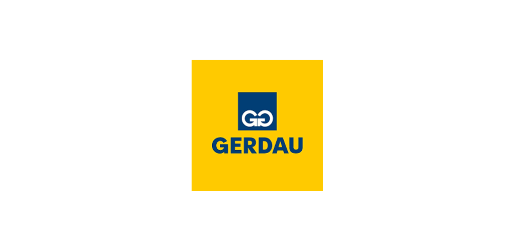 Gerdau logo with yellow background and blue text
