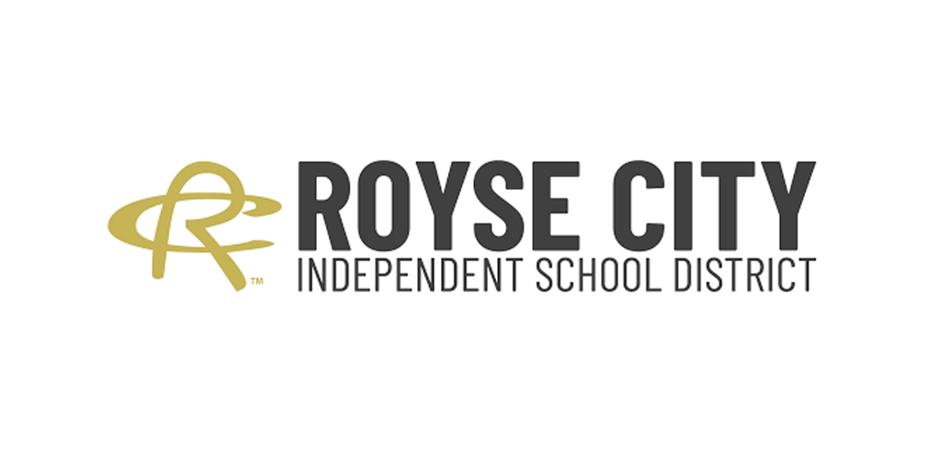 Royse City Independent School District logo with gold and black text and emblem.
