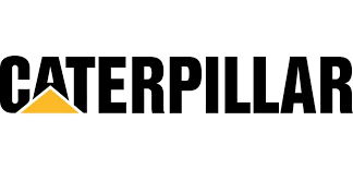 Caterpillar logo with black text and a yellow triangular accent.