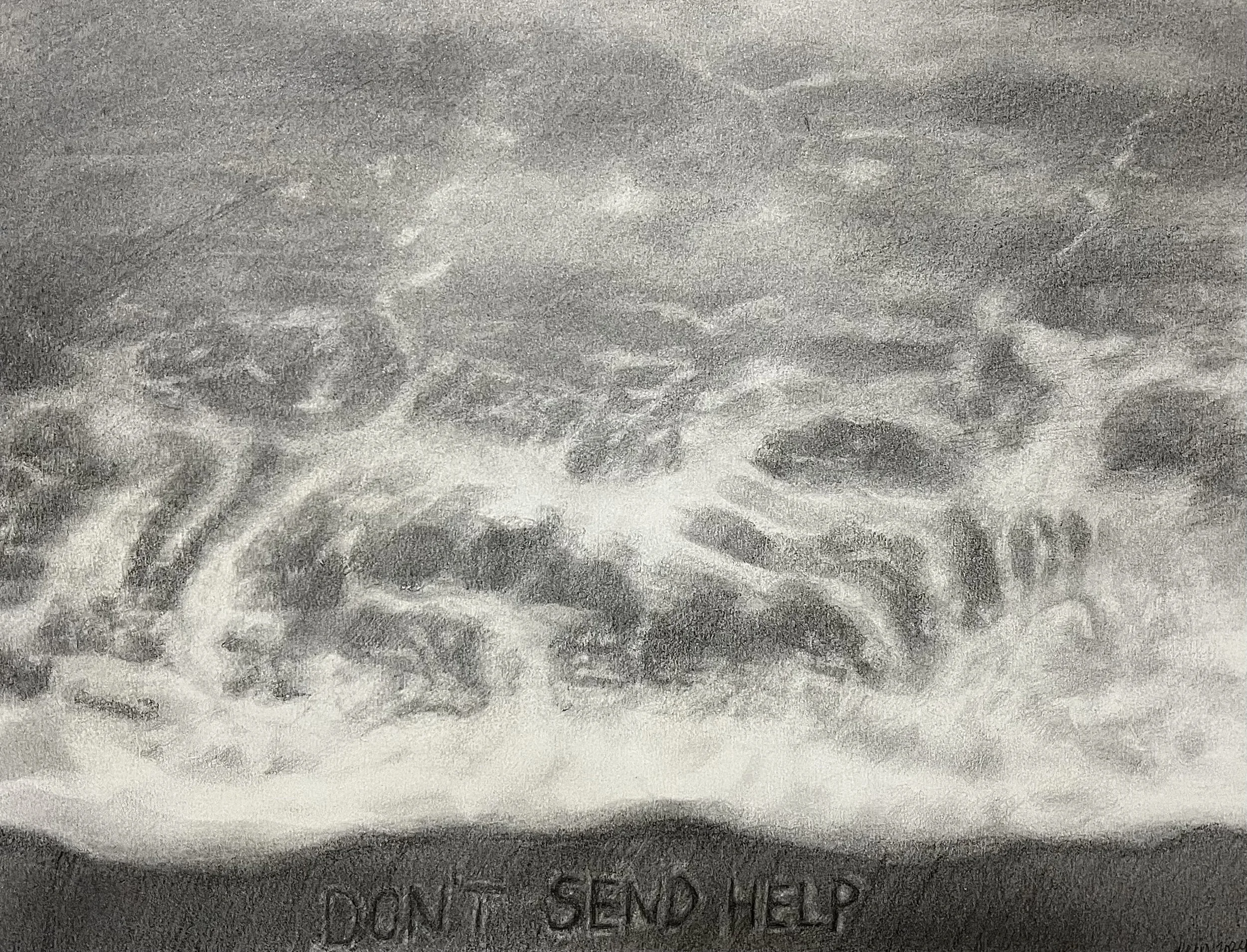 Dimension: 11x14
Year: 2024
Medium: graphic on paper
Title: Don't send help 