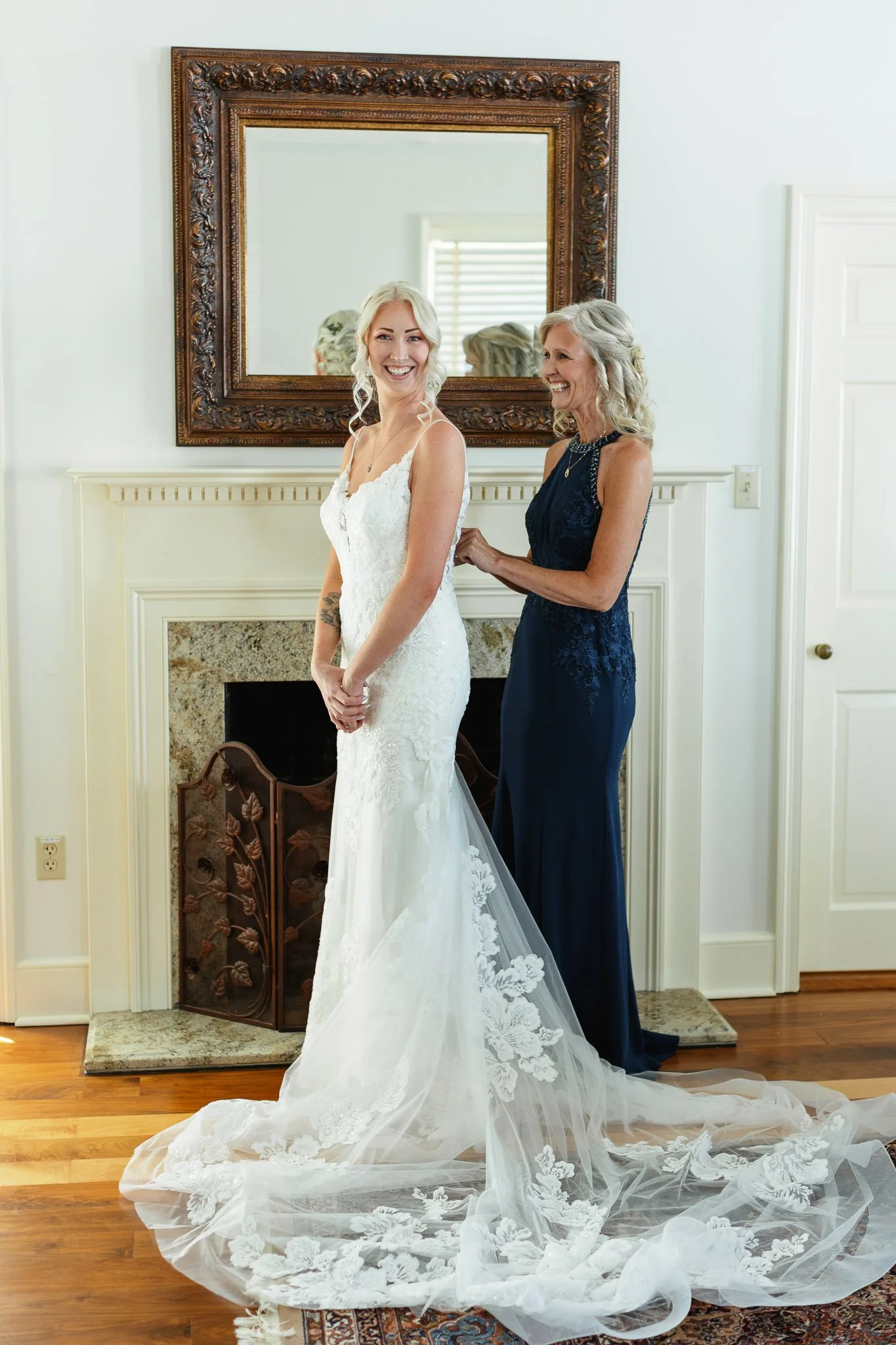 Wedding photography shot of Amy getting ready inside The Mansion for her wedding at Drumore estate