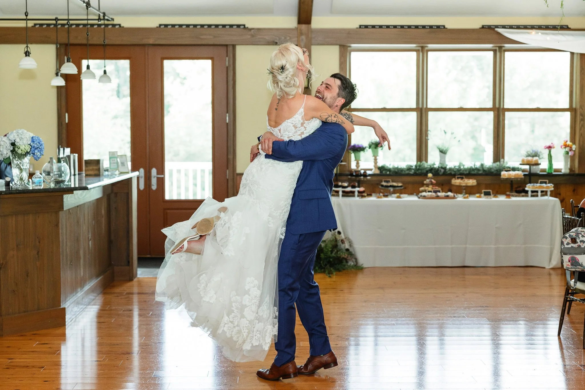The bride and groom enjoy their first dance as part of their Drumore Estate wedding