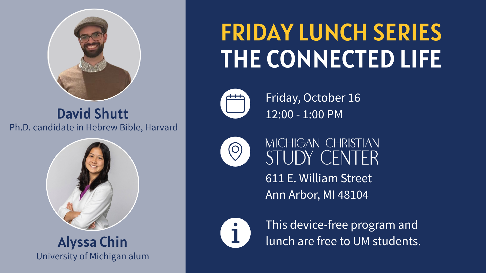 MCSC Student Friday Lunch Series - Alyssa Chin and David Shutt