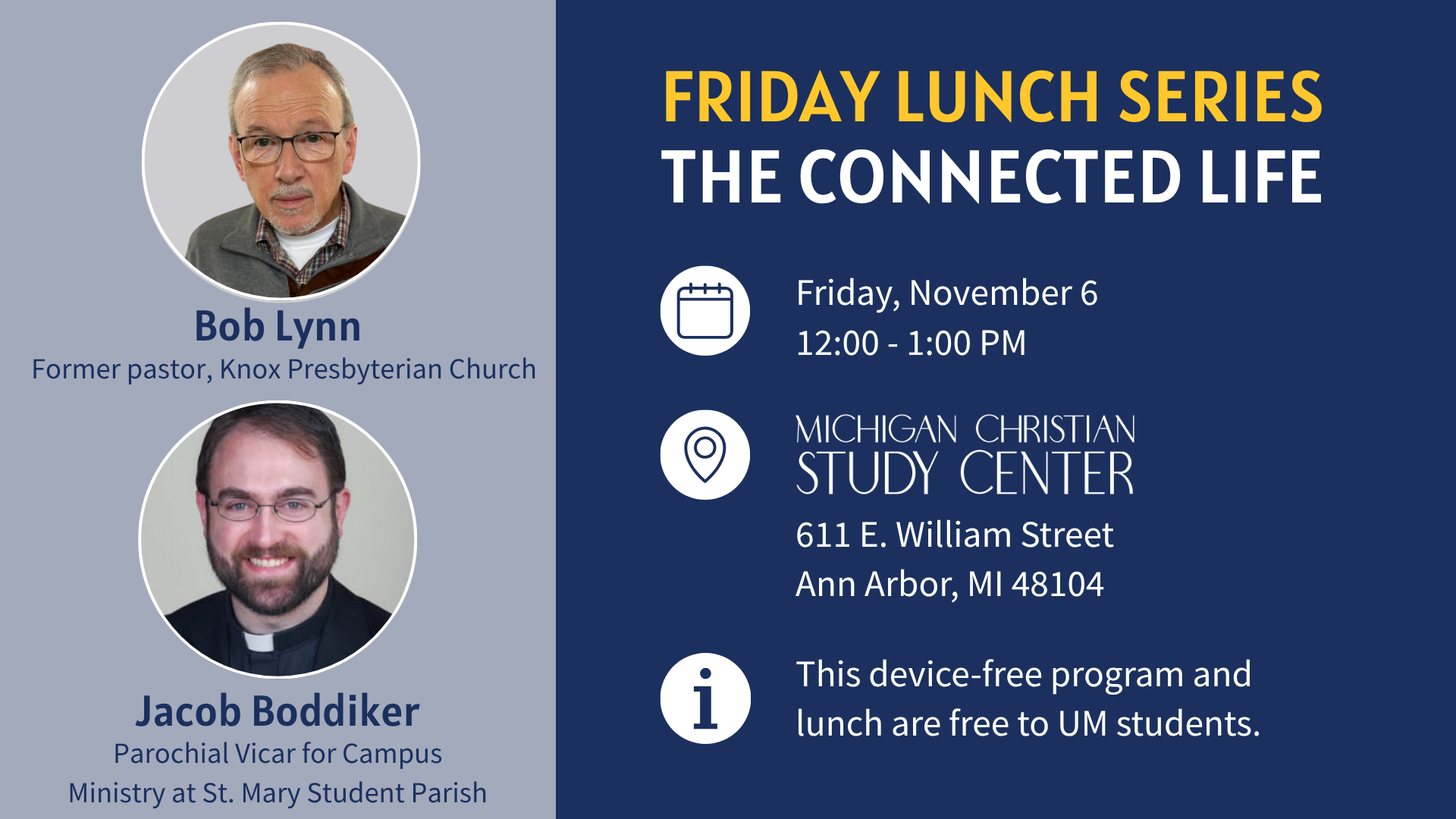 MCSC Student Friday Lunch Series - Jacob Boddiker and Bob Lynn