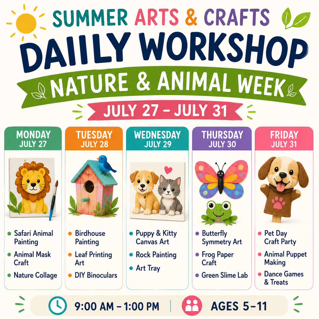 Daily Workshop  JULY 27 – JULY 31