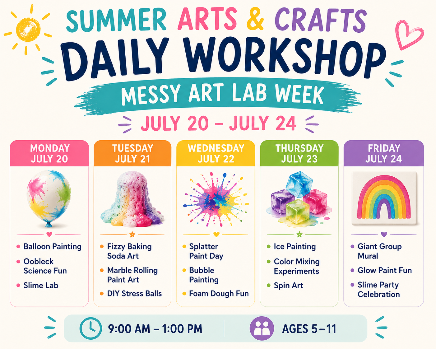 Daily Workshop  JULY 20 – JULY 24