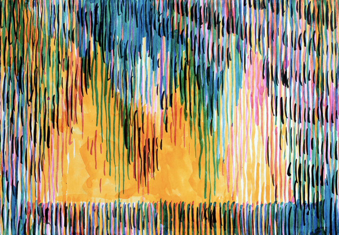 Blue- Ray Variación / acuarela sobre madera / 40 x 28 cm 2023