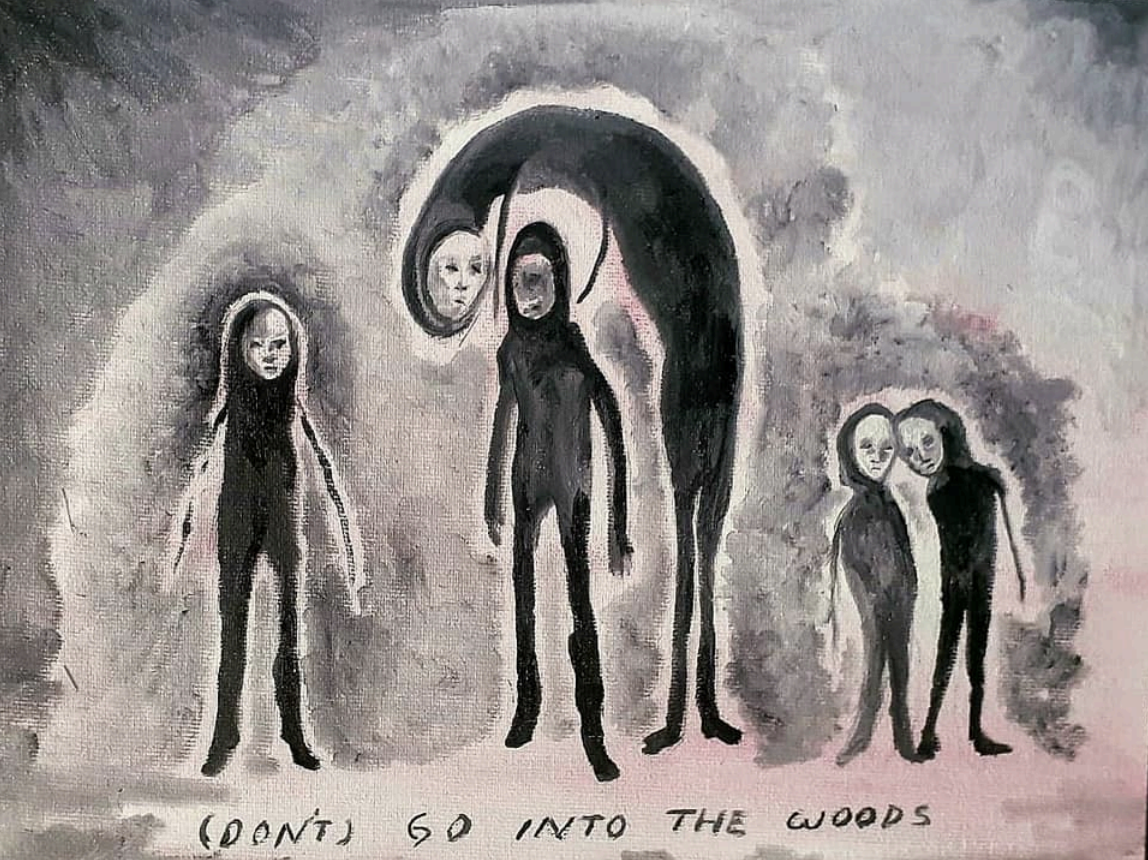 OFICIO no 83 CON CARÁCTER DE URGENTE (DON ́T) GO INTO THE WOODS /
Óleo sobre tela /
27 x 21 cm /
2022