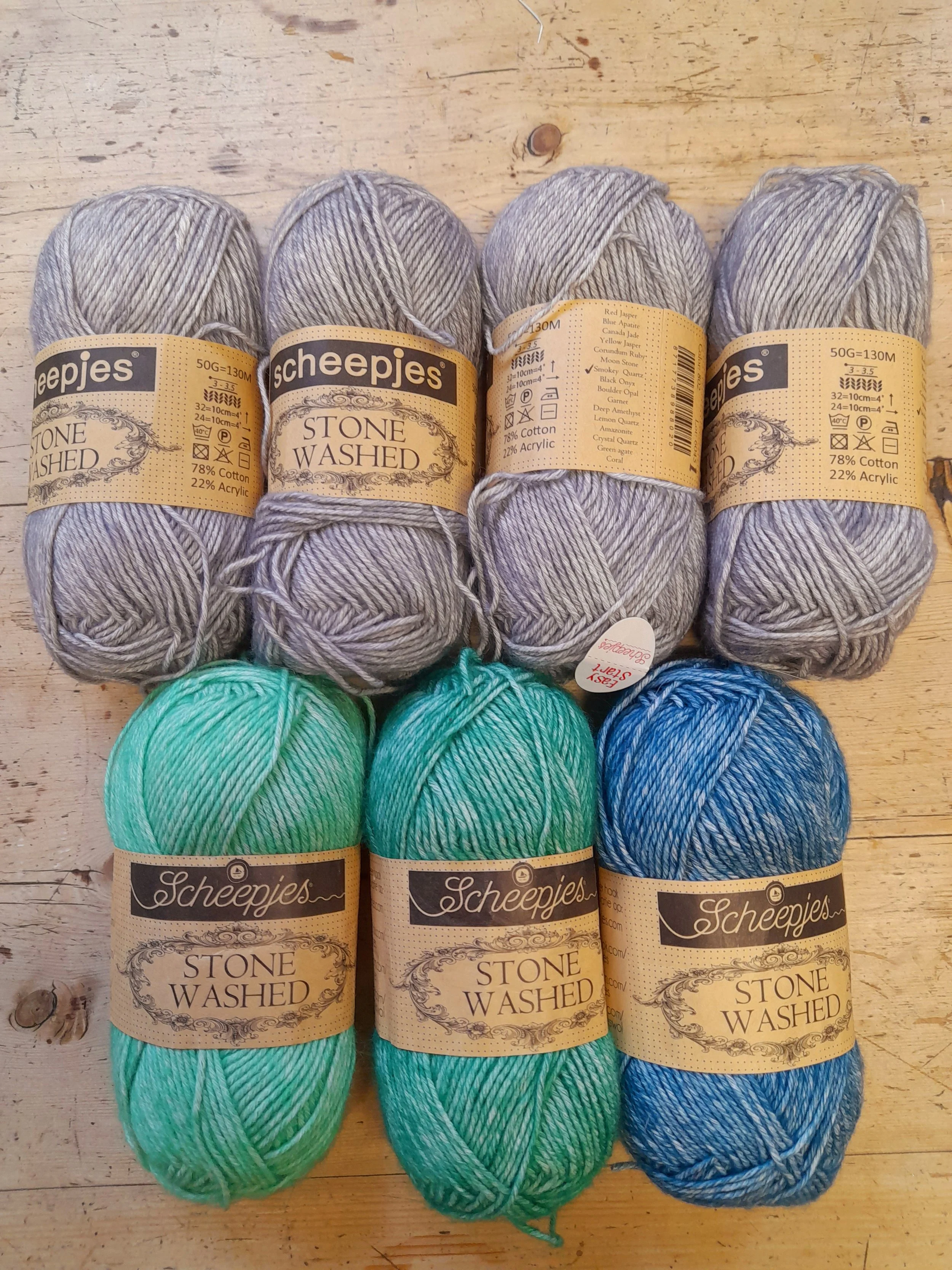 Scheepjes Stone Washed Cotton Blend mixed colours 350g.