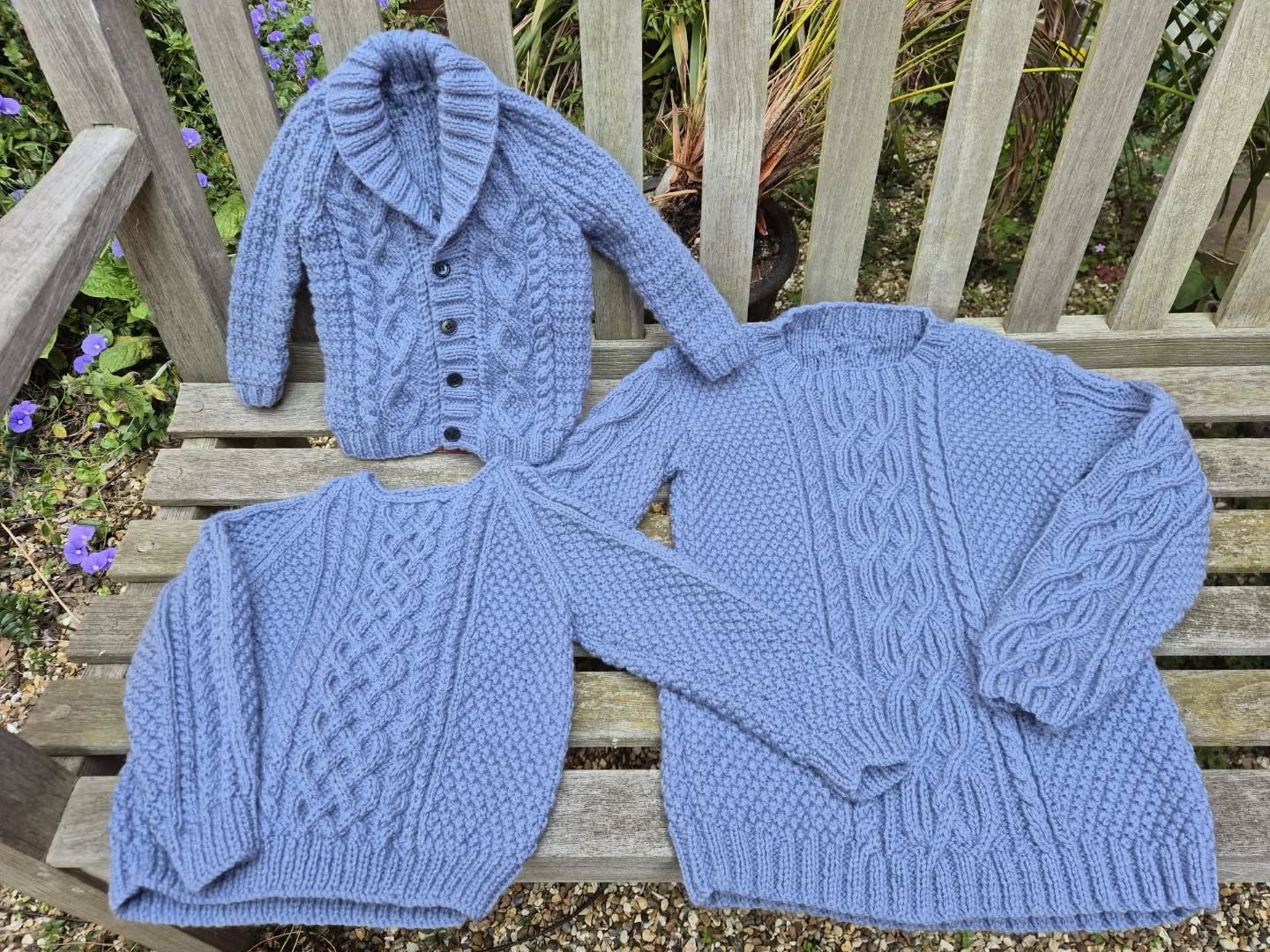We love the cable details in these super children's jumpers sent to us by Anne in Coggeshall. There's something incredibly satisfying in snuggling up in an aran style sweater, isn't there?

Thank you, Anne, for our Knit of the Day!

#knitoftheday #ha