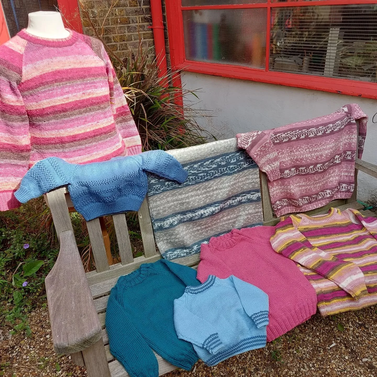 Look at this fantastic collection of jumpers sent to us by Joyce in Milton Keynes. We love the mix of colours as well as the texture highlight. They will be stylish and cosy additions to many wardrobes. 

Thank you, Joyce. These are our Knit of the D