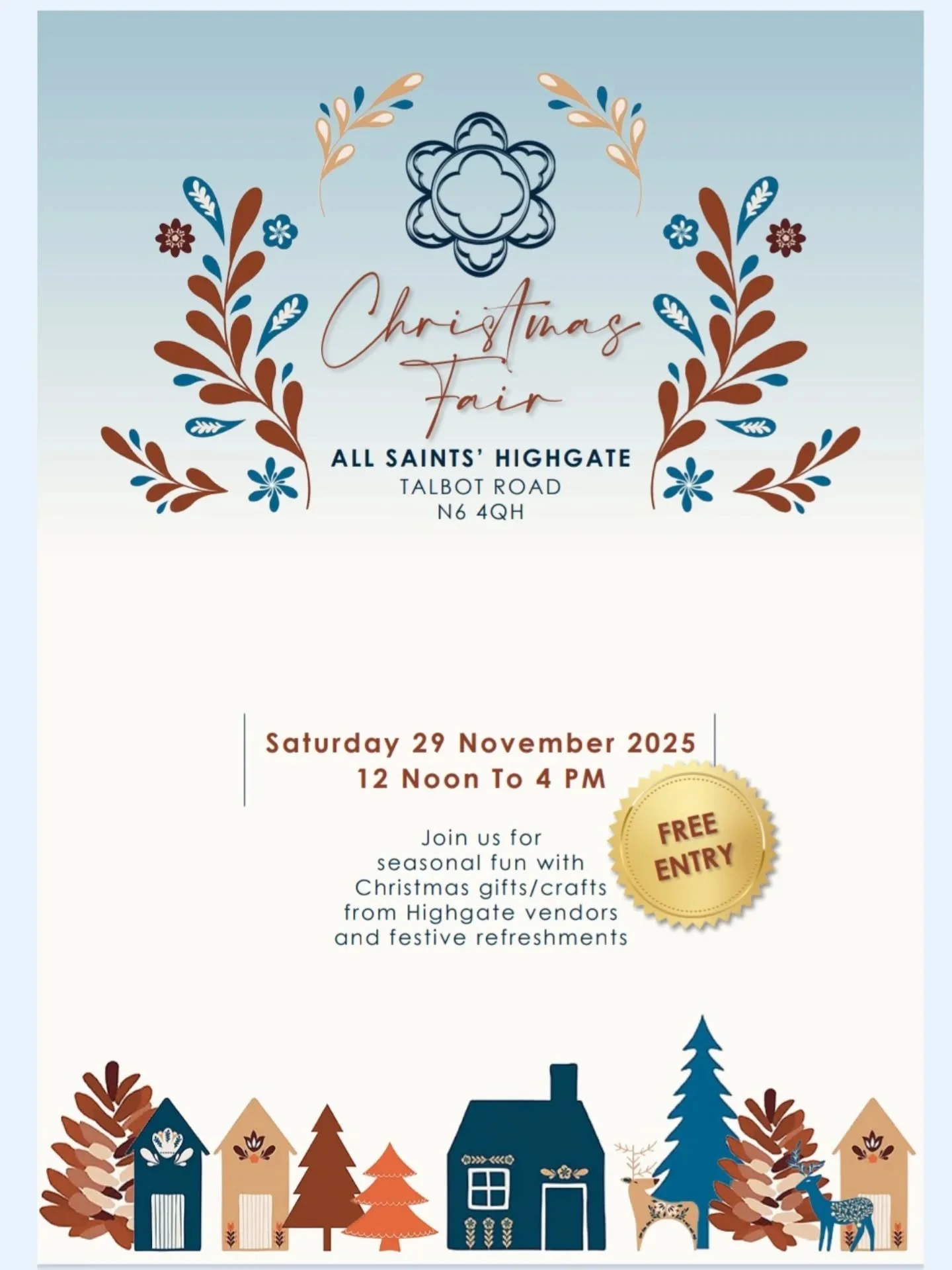 We're going to be at All Saints, Highgate, for their Christmas Fair.  We'll have yarny delights there for your delectation.  It's on 29 November from noon until 4pm.  Do come along and say hello!

We won't be able to accept donations of knitting or y