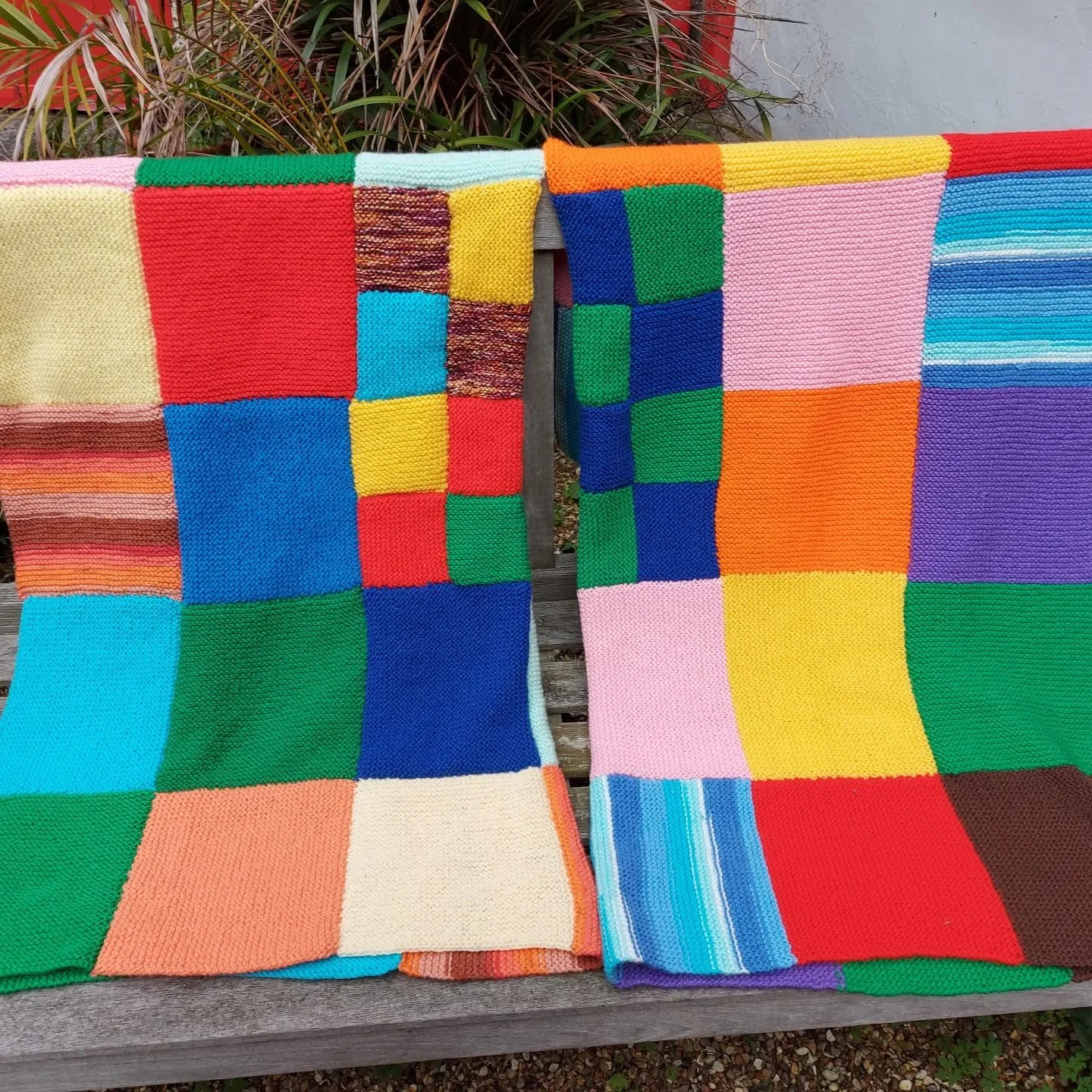 These magnificently colourful blankets arrived in a huge parcel with several other equally bright throws.  Sadly, we don't know who sent them, but we are extremely grateful as they will brighten someone's bed. 

Thank you, Knitters. These are our Kni