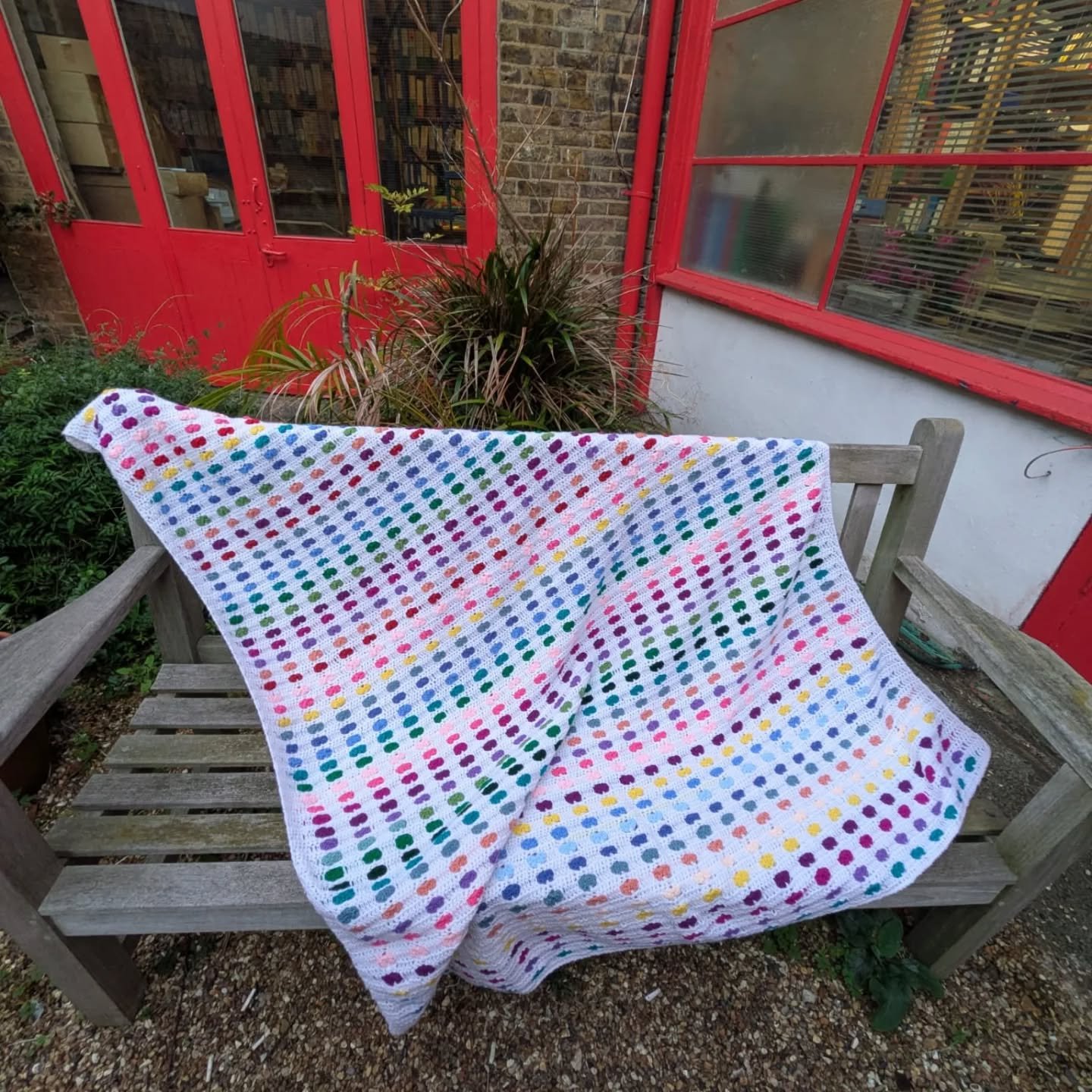 Catherine in Yatton has sent us this lovely blanket. I'm afraid I don't know if it's knitted or crocheted, and i font want to commit the cardinal sin of misidentification, but I do know that it's beautiful and cosy, and will look great on someone's b
