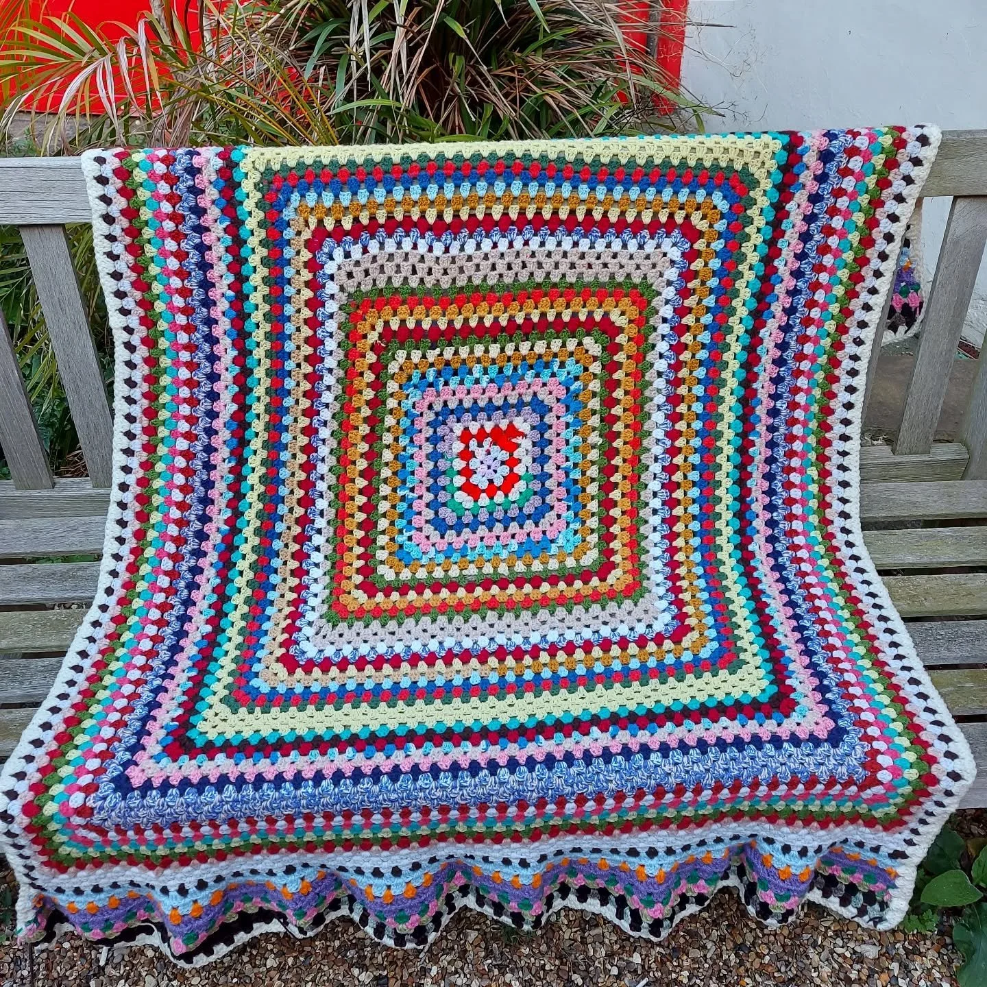 Carol in Bridgend has sent us this colourful blanket. In her letter she said that her mother had started it 40 years ago, and now that she herself had retired she'd been able to finish it.  Thank you Carol, it's not everyone who can finish something 
