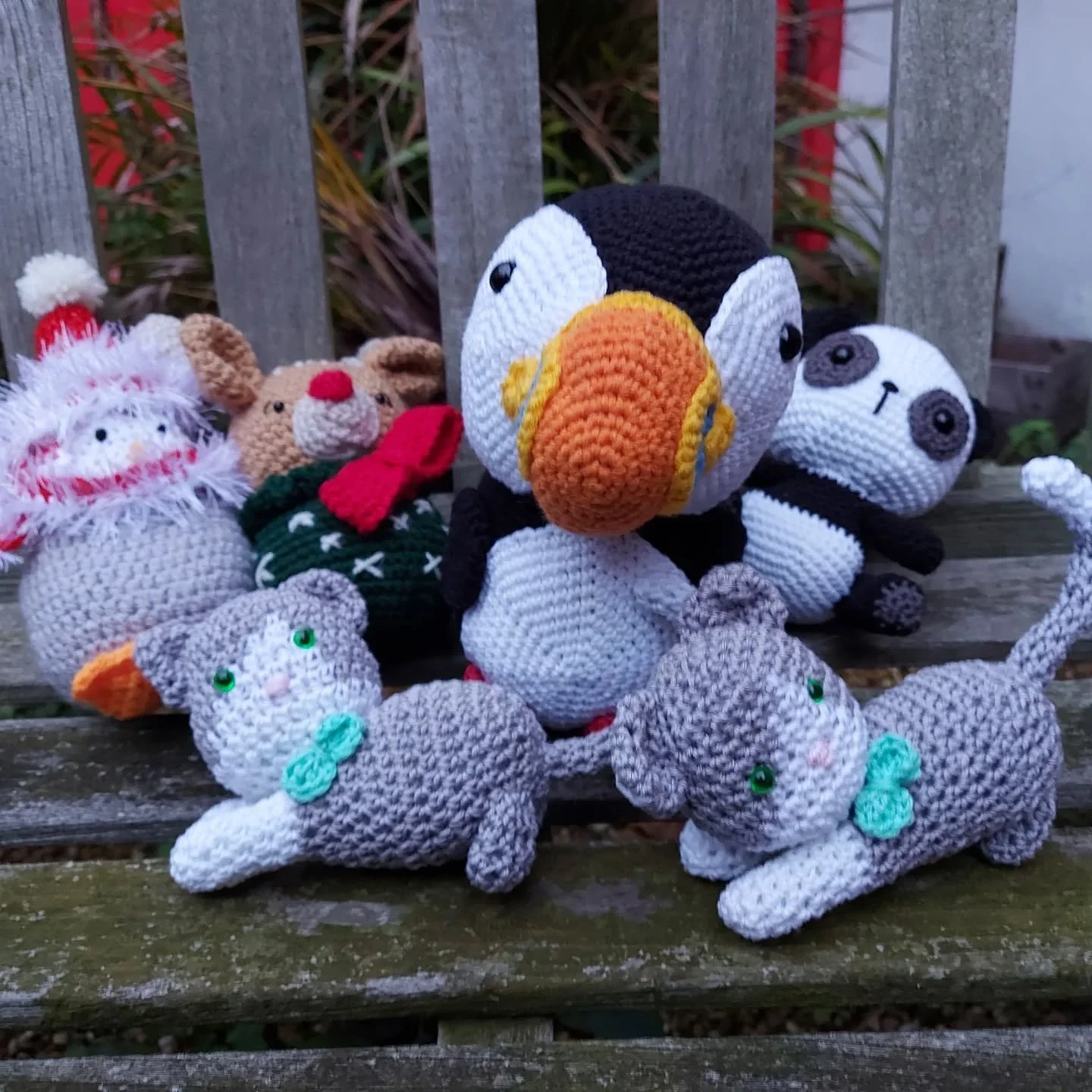 Jo in Southwest London has sent us this delightful collection of crocheted toys.  They will definitely bring smiles to even more faces.

Thank you, Jo. These are our Crochet of the Day!

#crochetoftheday #handmade #crochet #crochetedtoys #crochetofin