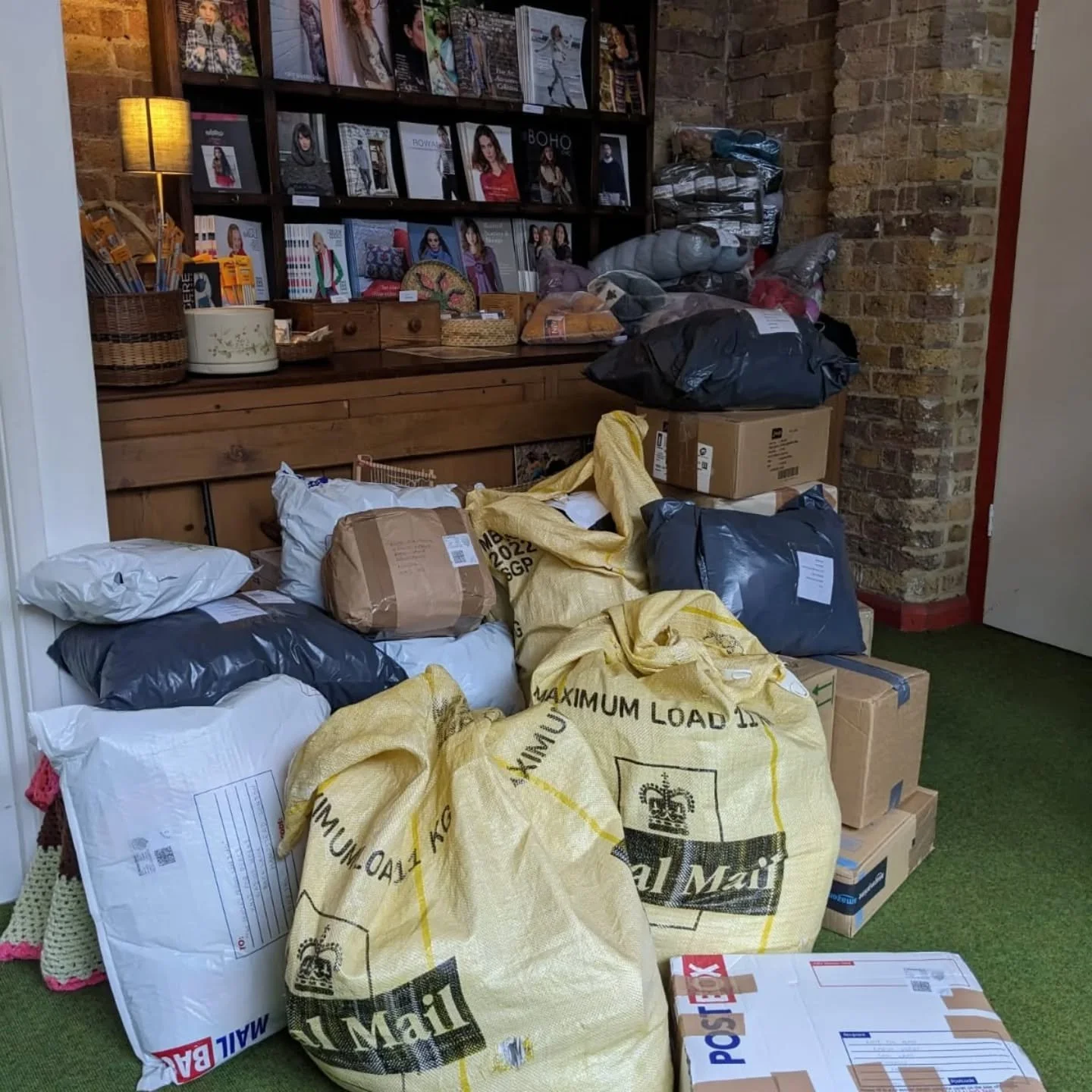 The incoming mail is a gift that keeps on giving!  We've had two more huge deliveries. Thank you, Knitters and Crocheters.  We will be working hard over the coming days to sort all your generous donations and to get them out to people who need a bit 