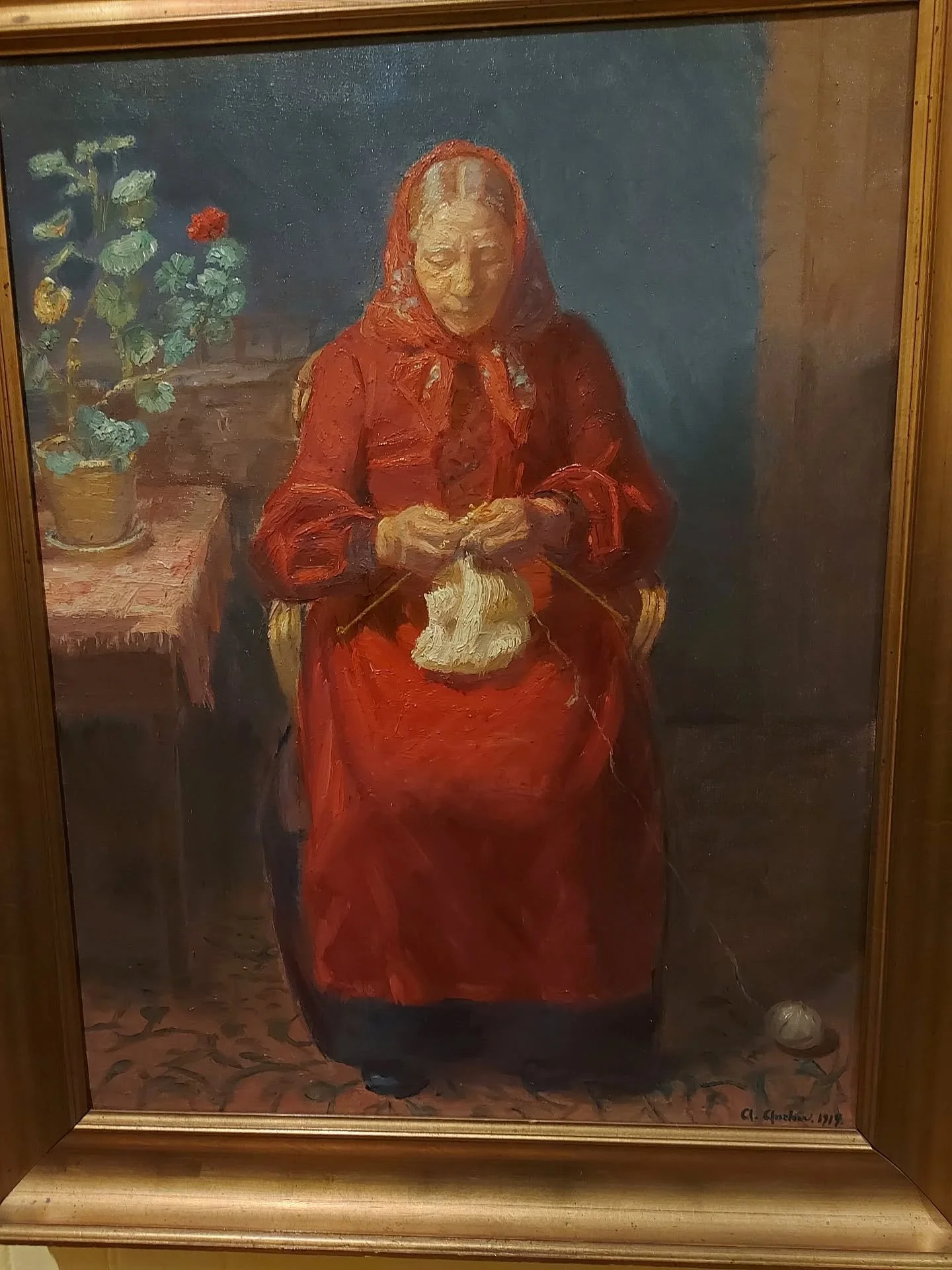 A Woman Knitting. Evening Light (1919) is one of many exquisite painintings by Danish painter Ann Ancher currently on display at Dulwich Picture Gallery as part of her exhibition  Painting Light.  The observation of light coming through windows to il