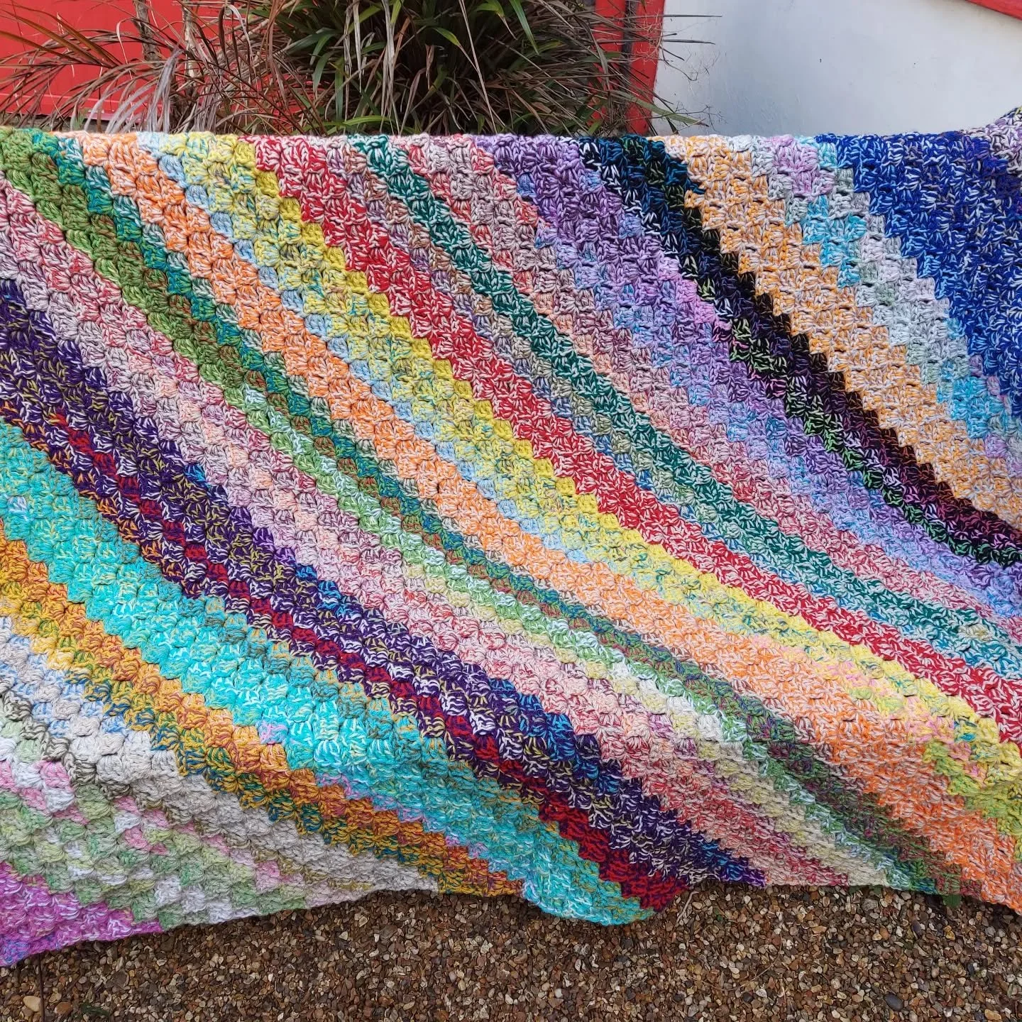 Anon has sent us another wonderfully colourful blanket. We are in awe of the time and skill involved in making this. And it's such a fantastic stashbuster project. 

Thank you to all the Crocheters and Knitters who entrust us with their work. 

This 