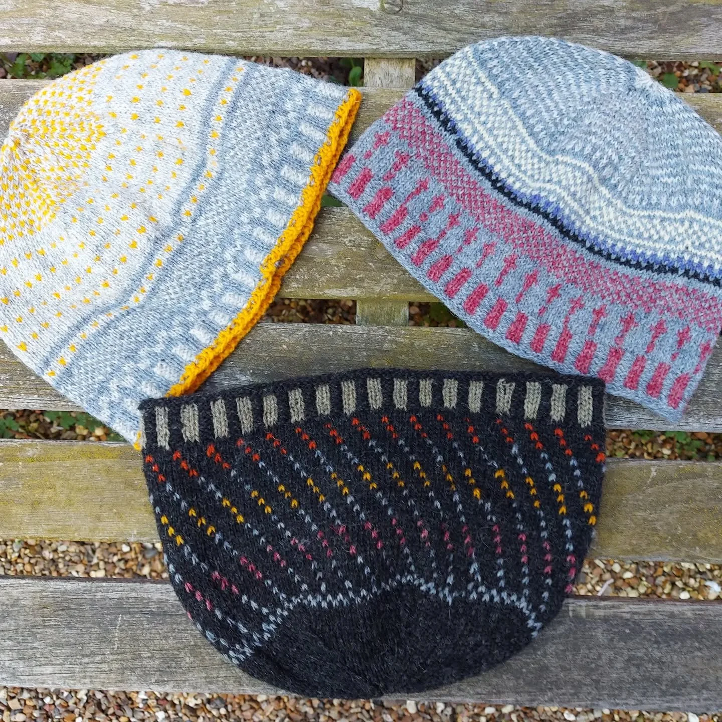 Jill in Sandown sent us a lively collection of hats. We love the colour detail in them. They will be very stylish additions to any wardrobe while keeping head and ears toasty. 

Thank you, Jill. These are our Knit of the Day!

#knitoftheday #handknit