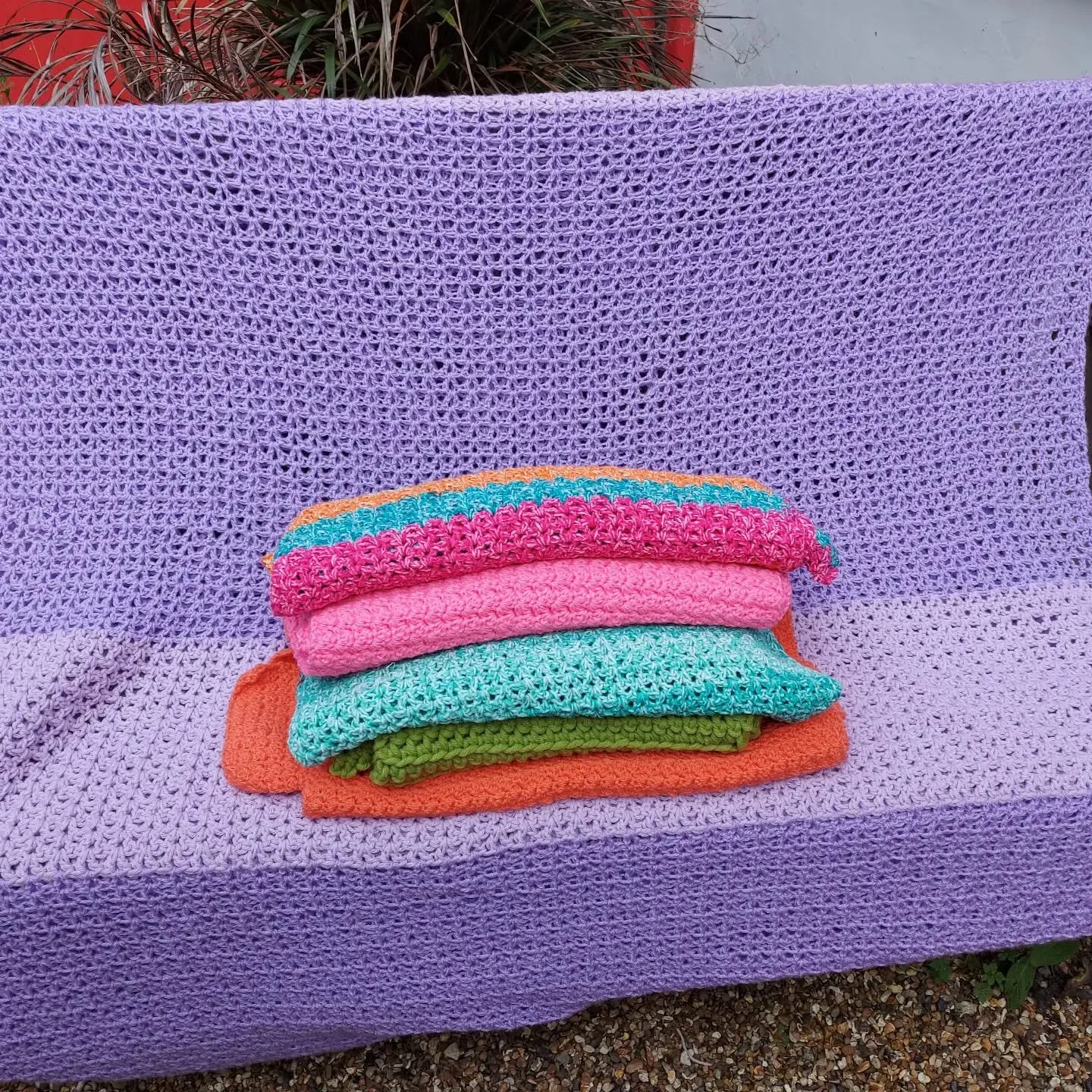 These lovely crocheted blankets have been sent to us anonymously.  They are all so soft and cosy. Imagine how warm it must have been working on the enormous purple one.

Thank you, Crocheters and Knitters. These are our Crochet of the Day!

#crocheto