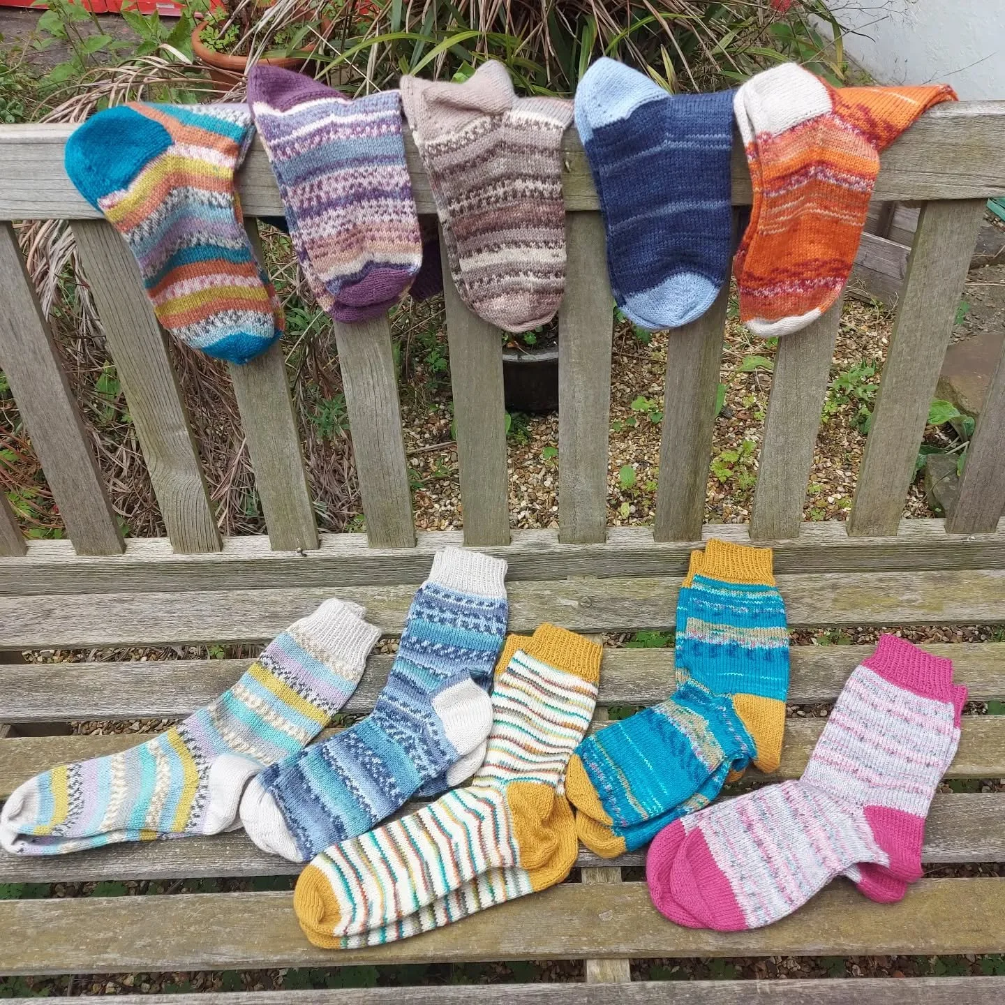 We do love colourful socks here at KFP HQ, and this wonderful selection was sent to us by Susan in Lichfield.  It takes special skill to make such lovely things.

Thank you, Susan. These are our Knit of the Day!

#knitoftheday #handknitting #handknit