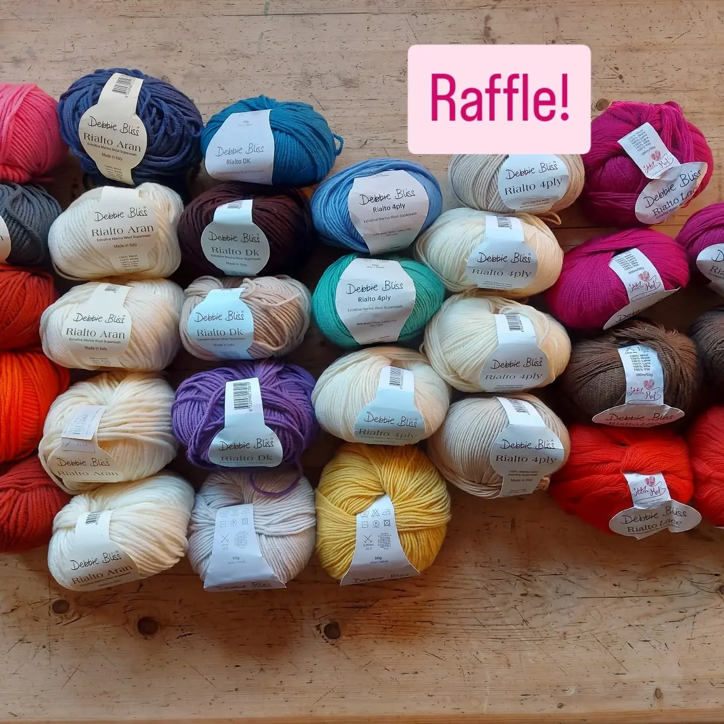 Don't forget this month's raffle!  It's a marvellous selection of Debbie Bliss yarns, with plenty to inspire you and make colourful accessories or blankets.

It's just &pound;10 to enter, and please enter as many times as you would like. 

Every purc