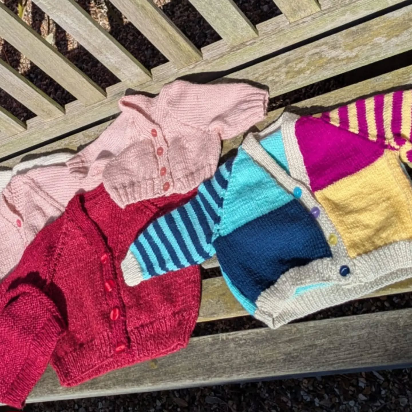 Frances in Macclesfield has sent us this great collection of expertly made cardigans.  They will definitely brighten any wardrobe.

Thank you, Frances. These are our Knit of the Day!

#knitoftheday #handknitting #knittingforothers #charity #yarnlover