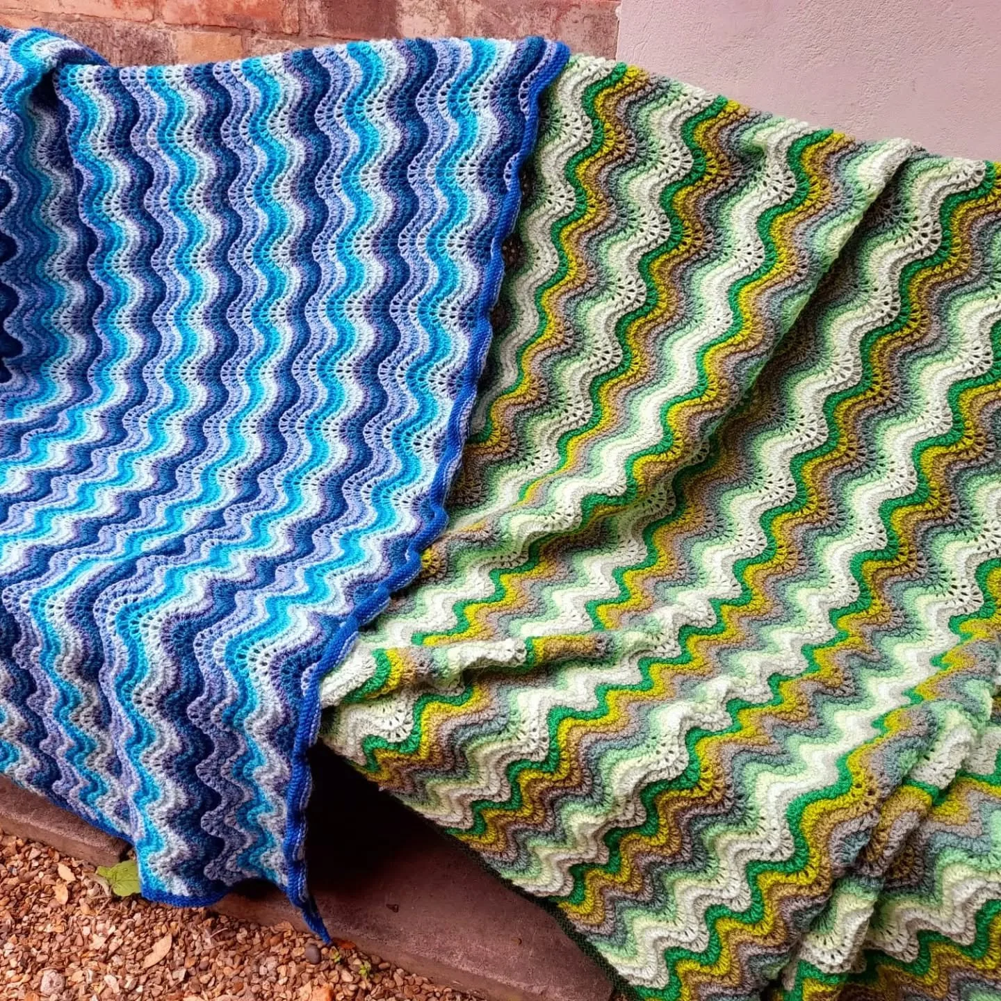 These wonderful wave pattern blankets have been sent us anonymously. We love the harmonious colour choices and the skill in the making. 

Thank you, Knitters and Crocheters.  Large and medium sized blankets are always in high demand. 

These are our 