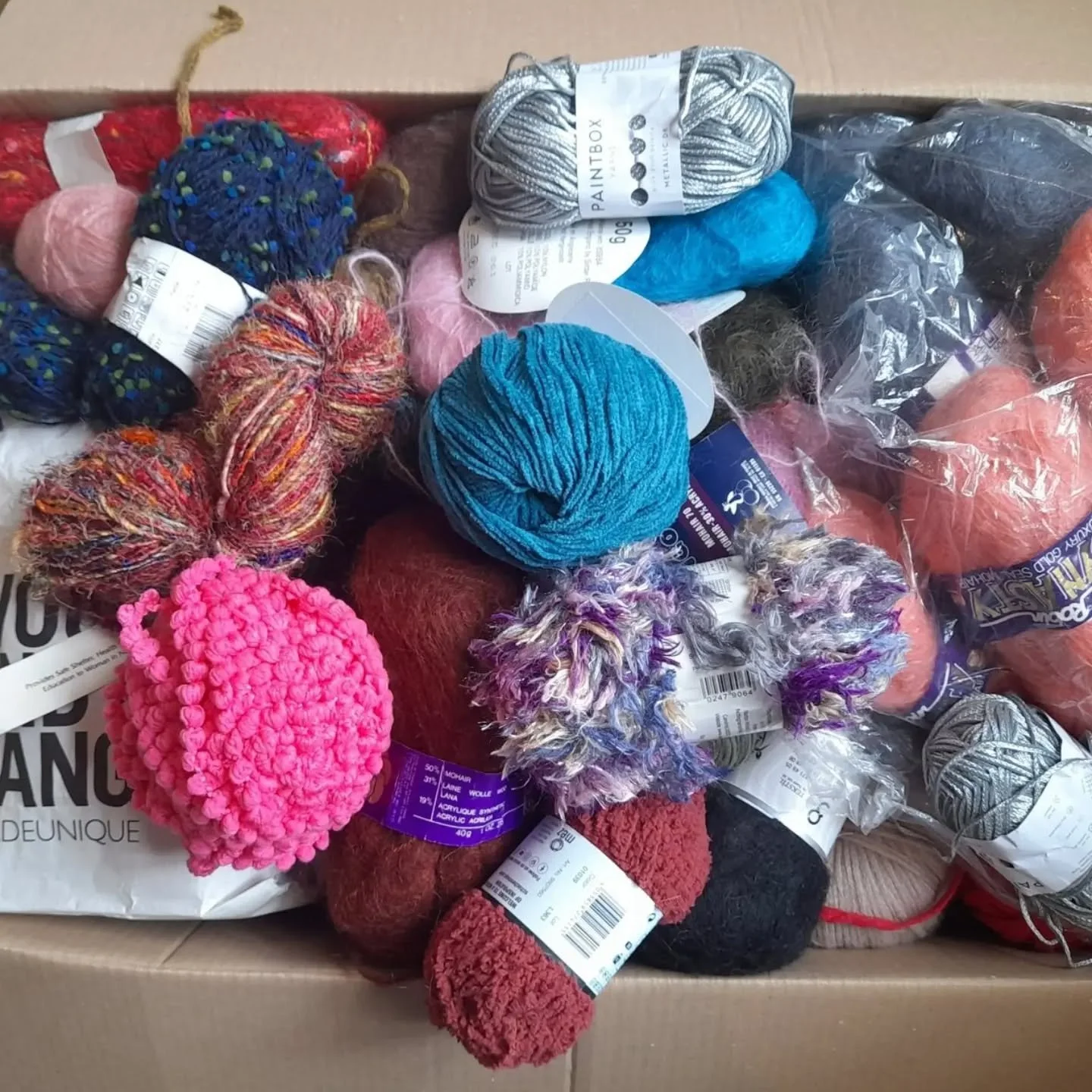 Stashbusters are back!

We've three kinds available, all contain at least 7kg of yarn.

&pound;25 for a box of little bits and pieces of yarn
&pound;35 for a box of novelty and fancy yarn
&pound;40 for a box of mixed yarn in larger balls, both comple