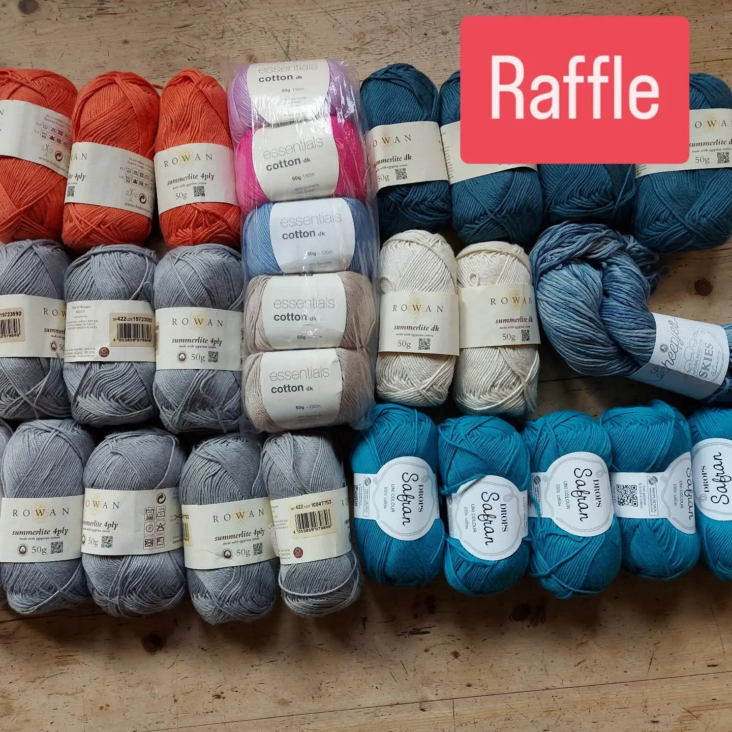 Don't forget this month's raffle. It's a fabulous selection of cotton yarns. It's just &pound;10 to enter, and please enter as many times as you would like. 

Every purchase helps us to continue to distribute warm clothes and blankets to people who n