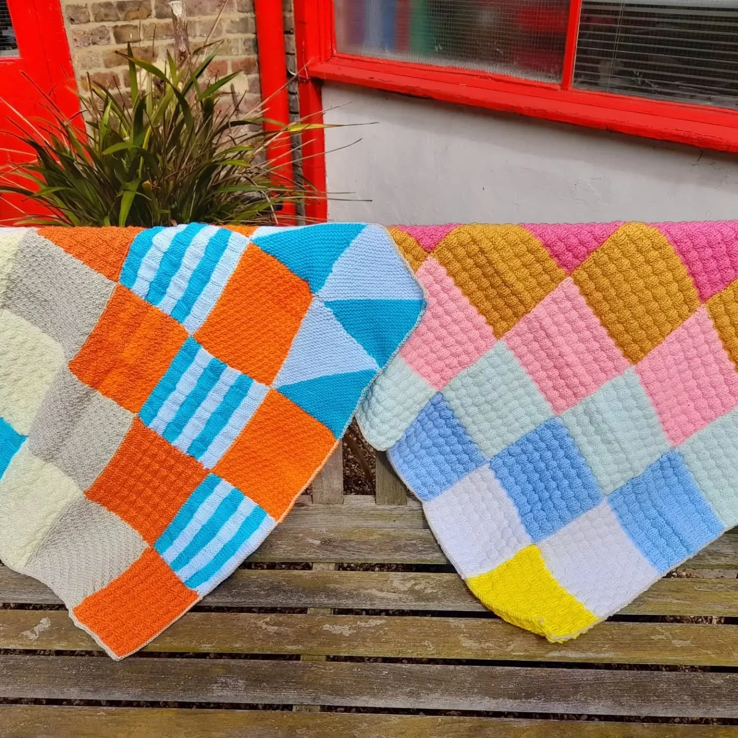 Brenda has sent us these joyful blankets. We love the bright colours and the stitch patterns creating interesting textures. 

Thank you, Brenda.  These are our Knit of the Day!

#knitoftheday #handknitting #handmadeblankets #knittingforothers #charit