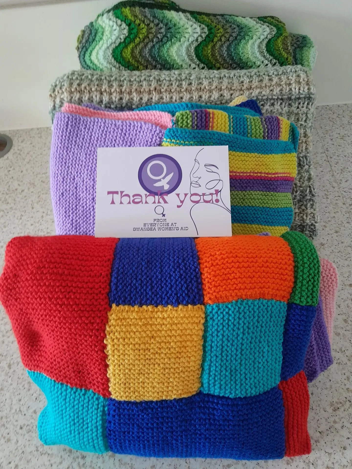 We've received a lovely thank you from Swansea Women's Aid Refuge services.  They say that they gave each woman in their care the choice of one of the blankets that we had sent them on your behalf, and they were all so pleased.  They say thank you fo