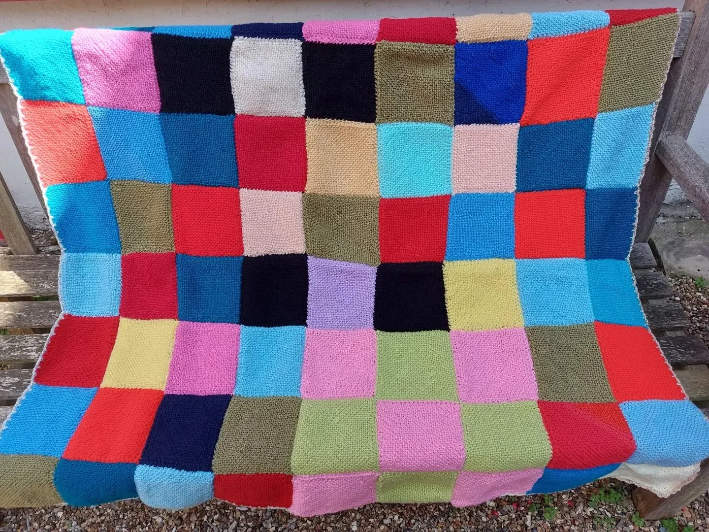 Knit and Natter group Leamington Spa sent us this colourful blanket. In their note, they said that thanks were due to Claire, who sewed everything together.  We all need a Claire in our lives!

Thank you, Knit and Natter Leamington Spa. 

This is our
